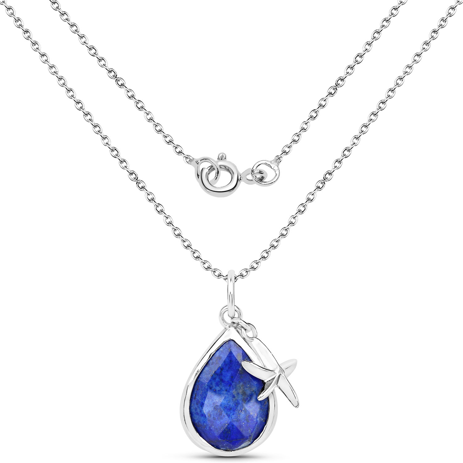 4.48 Carat Genuine Lapis .925 Sterling Silver Pendant