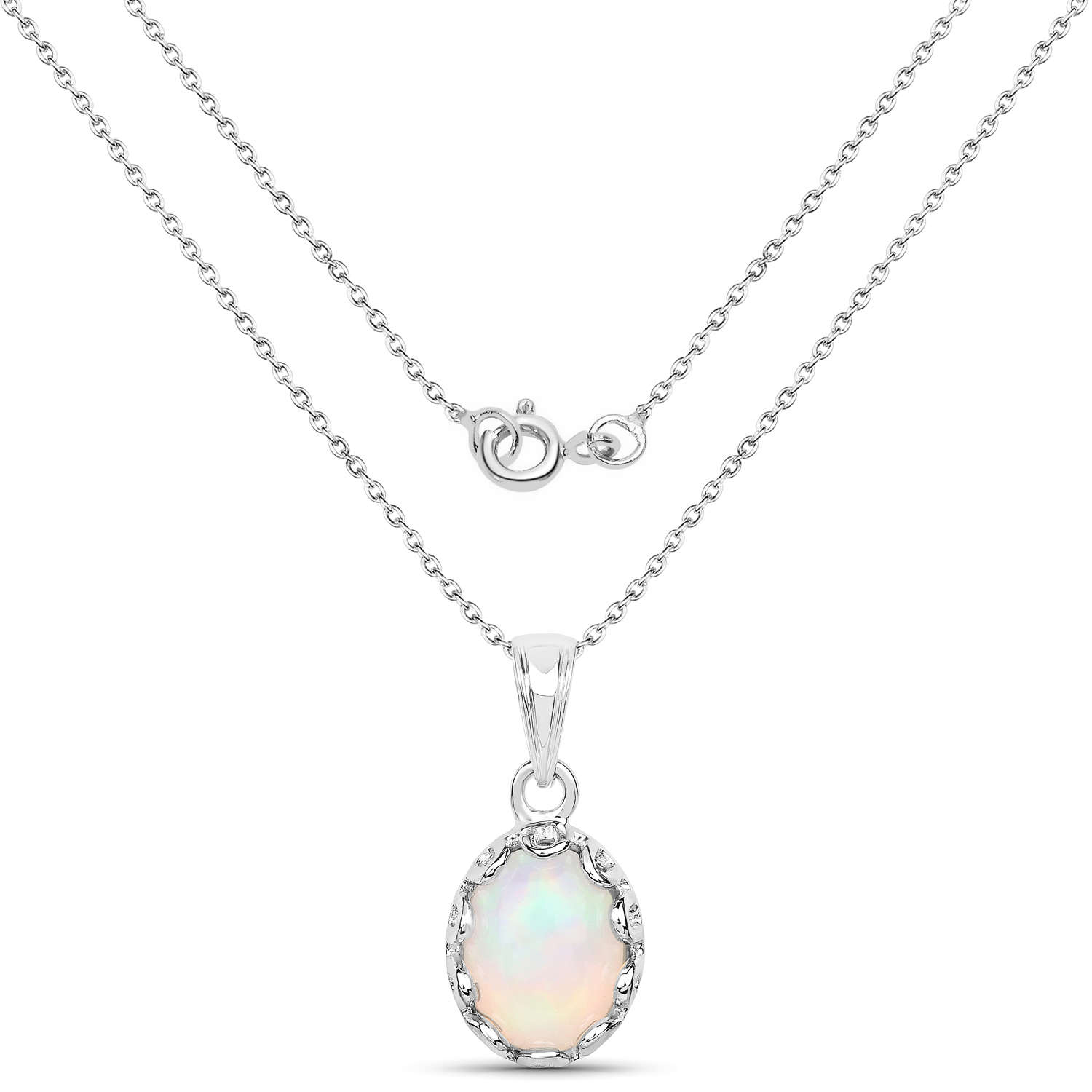 1.00 Carat Genuine Ethiopian Opal .925 Sterling Silver Pendant