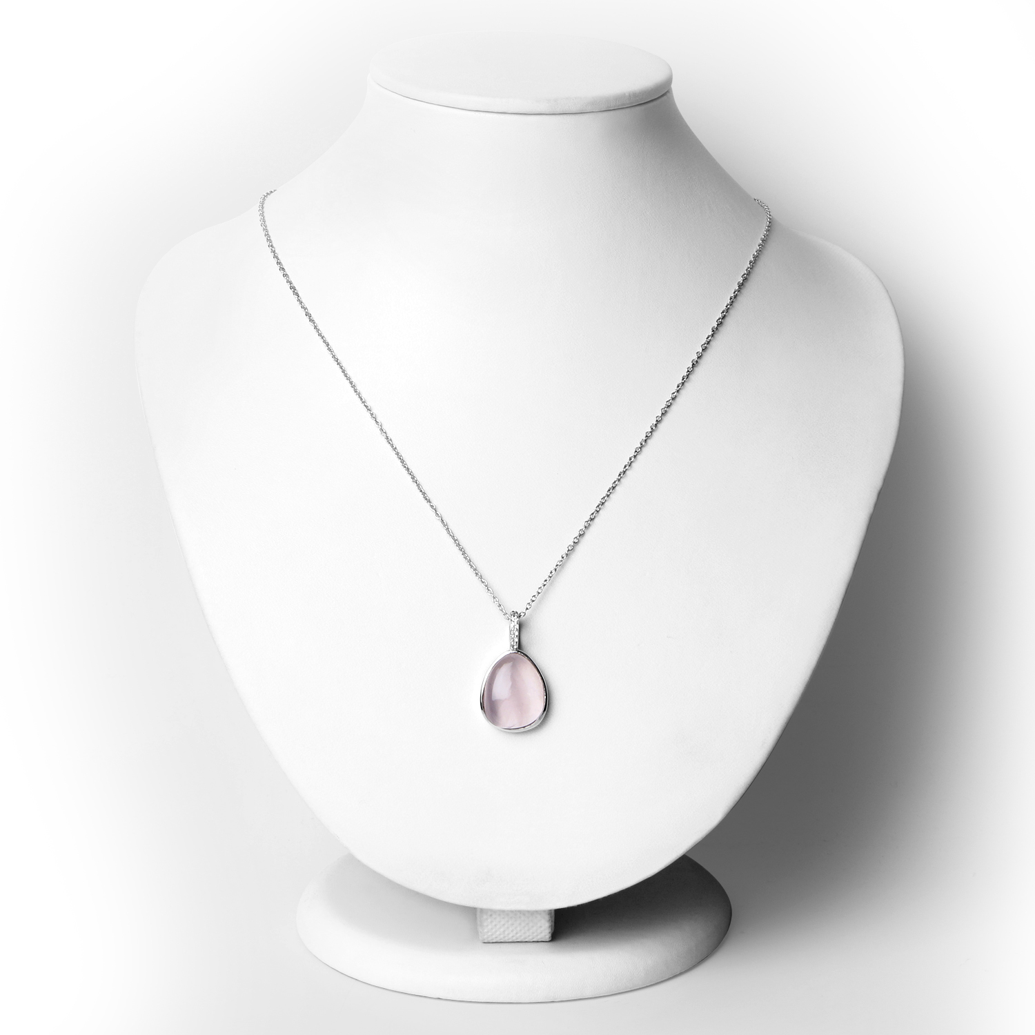 8.61 Carat Genuine Rose Quartz and White Topaz .925 Sterling Silver Pendant