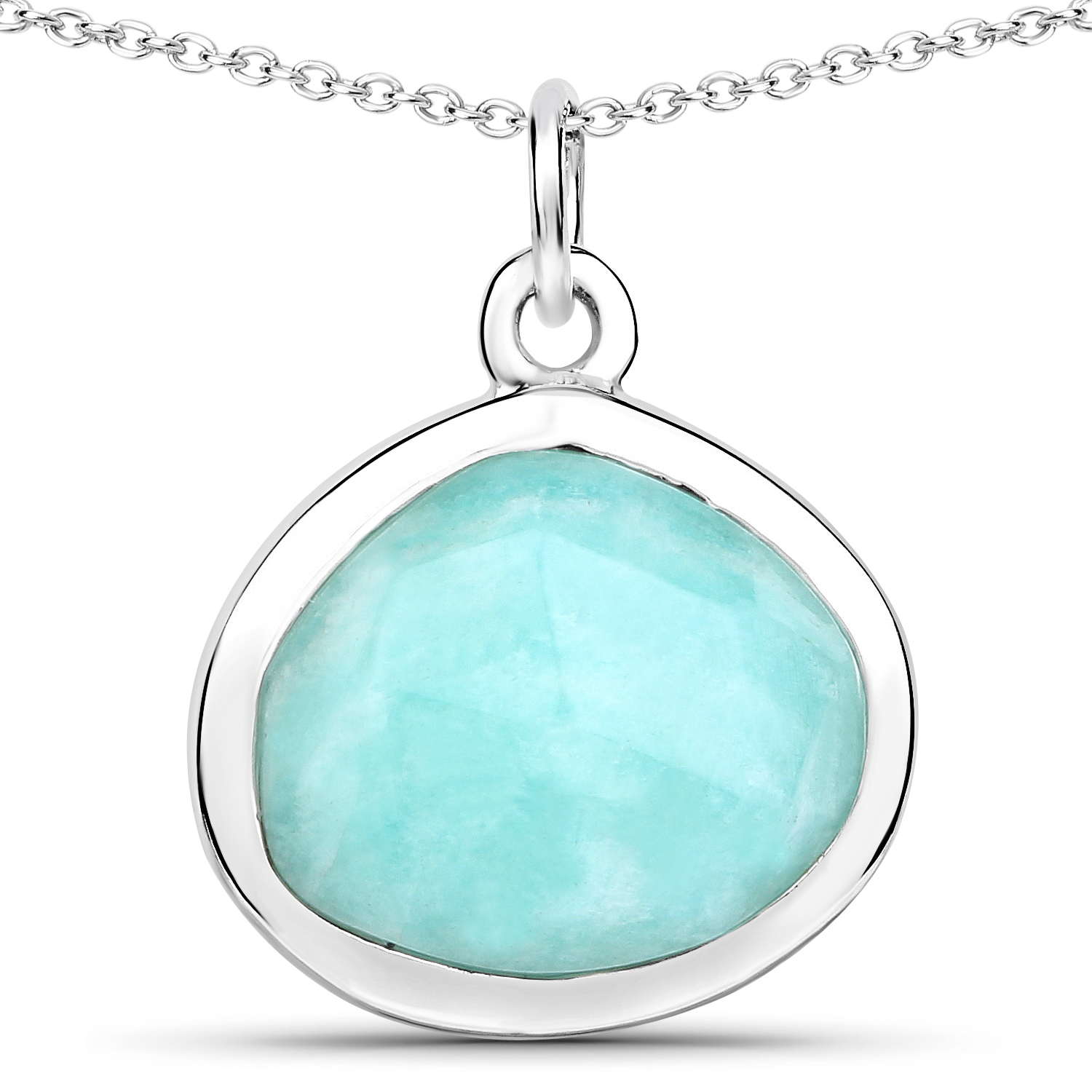 4.11 Carat Genuine Amazonite .925 Sterling Silver Pendant