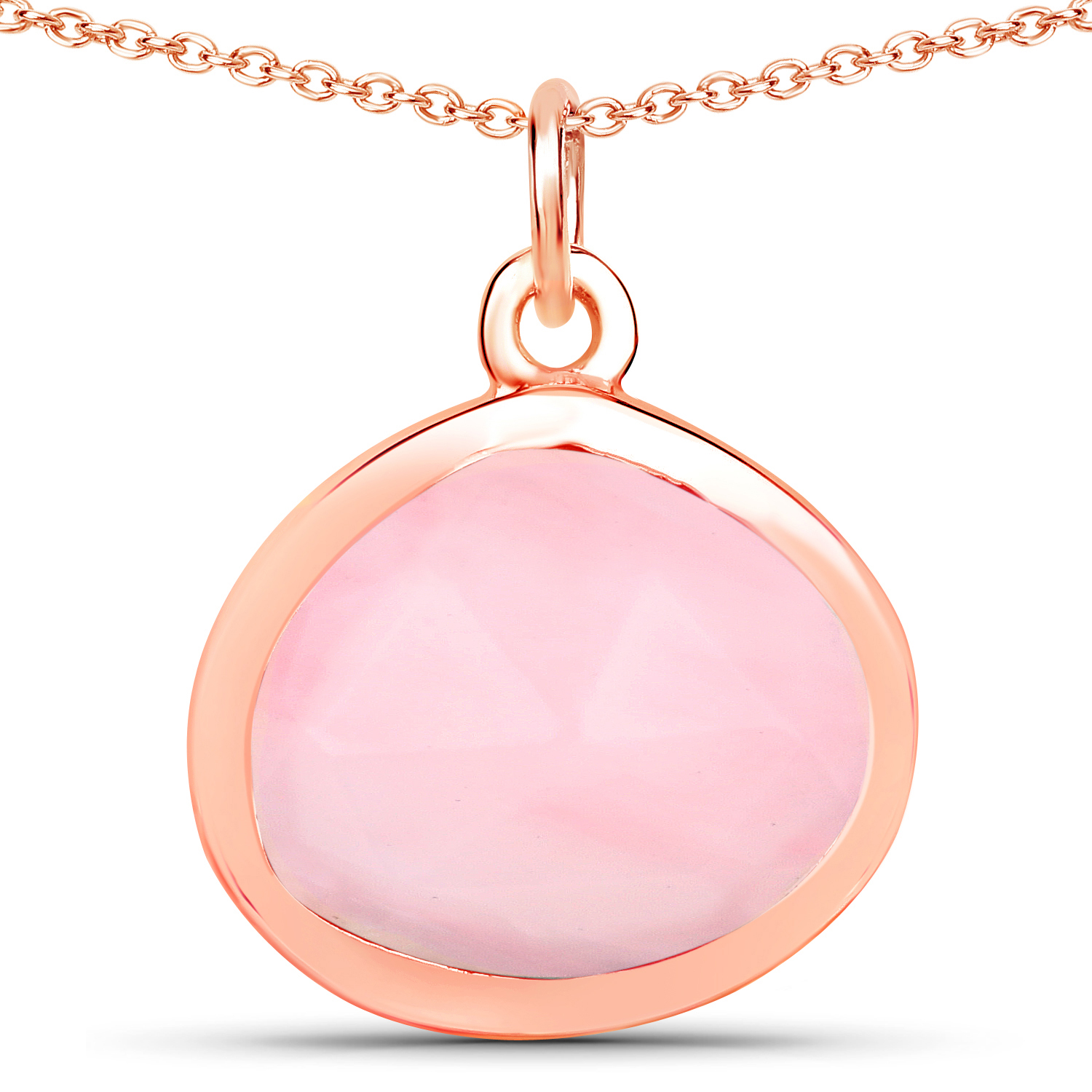 18K Rose Gold Plated 3.04 Carat Genuine Pink Opal .925 Sterling Silver Pendant