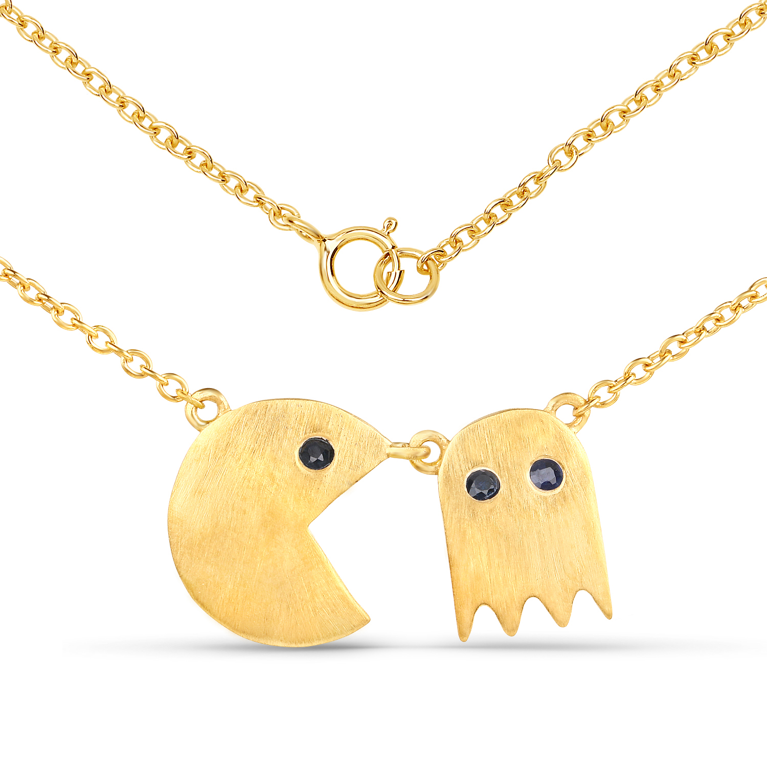 14K Yellow Gold Plated 0.12 Carat Genuine Blue Sapphire .925 Sterling Silver Pendant