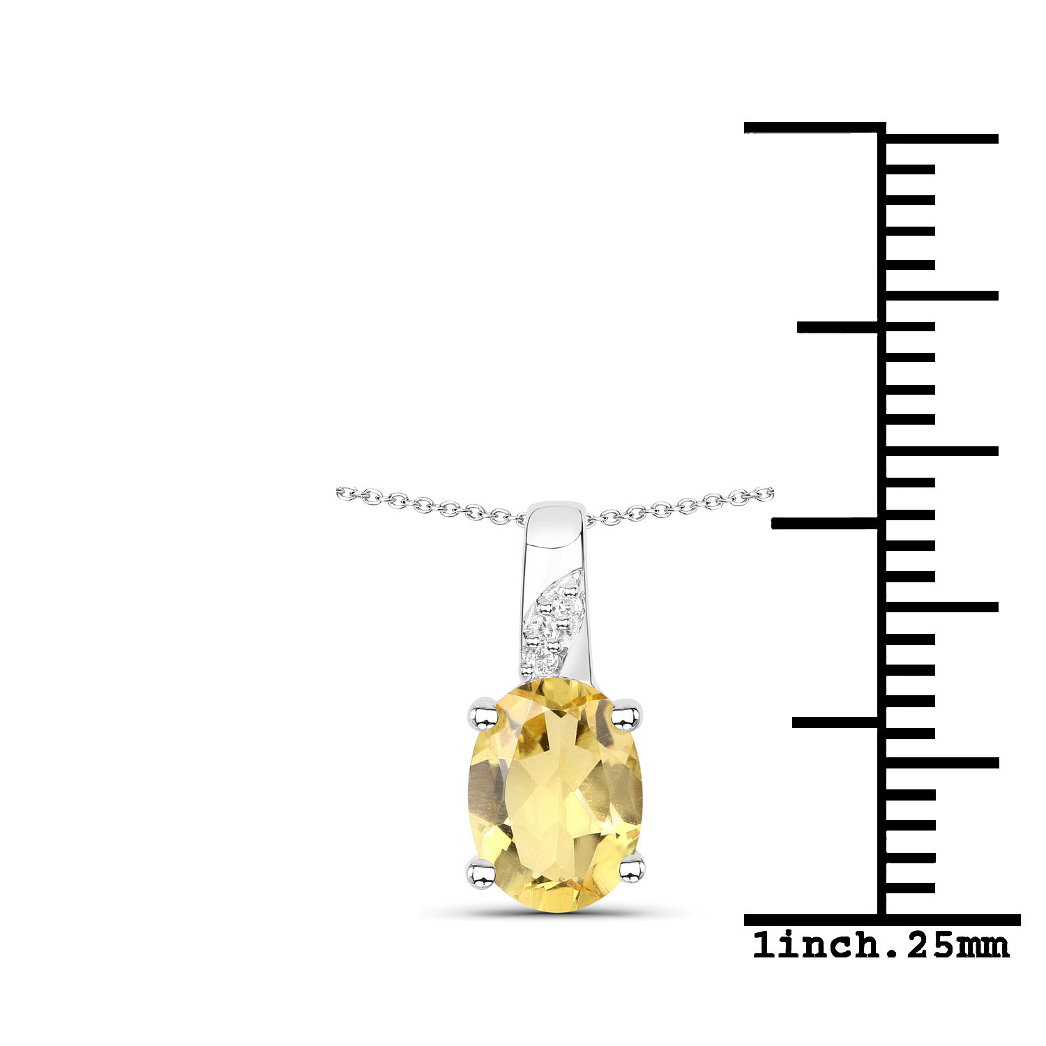 1.12 Carat Genuine Citrine and White Zircon .925 Sterling Silver Pendant