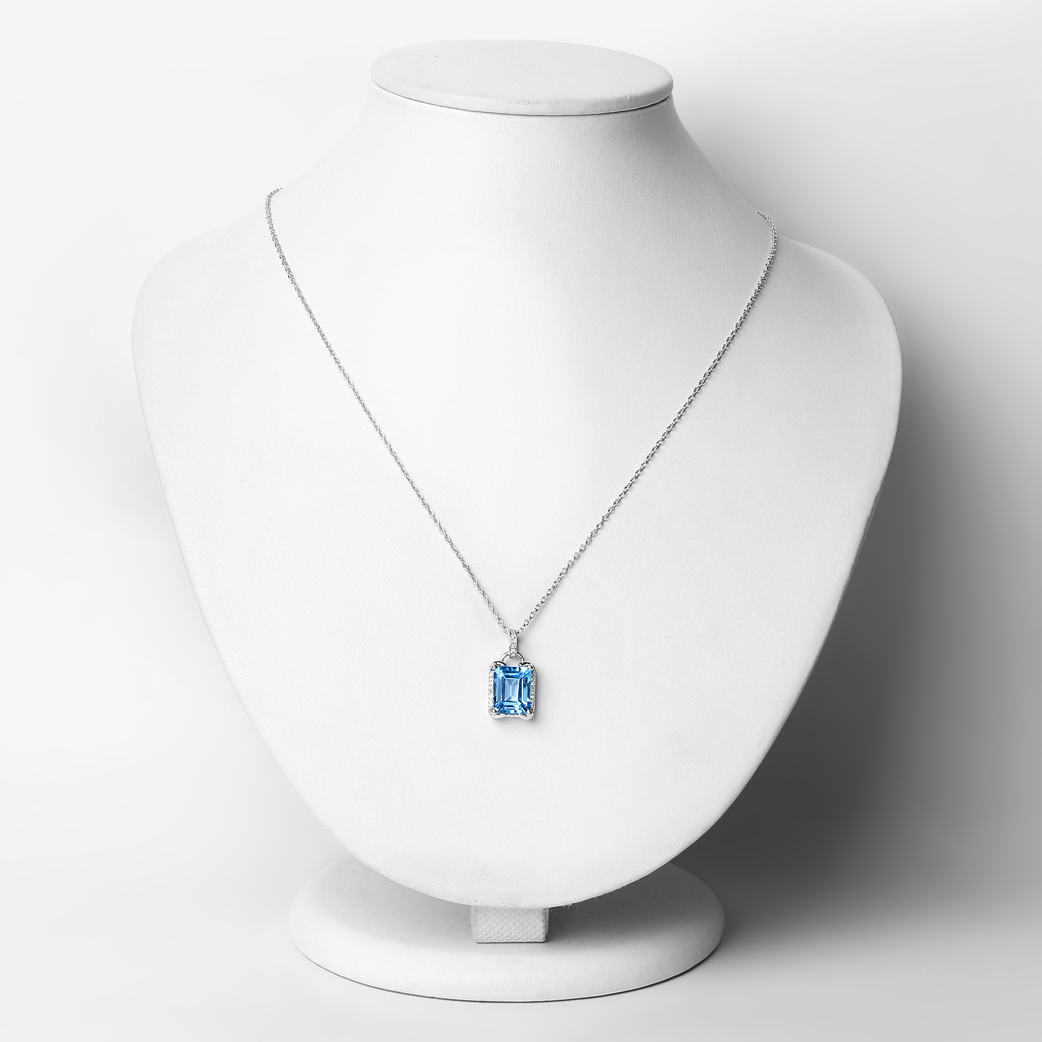 4.00 Carat Genuine Swiss Blue Topaz and White Zircon .925 Sterling Silver Pendant