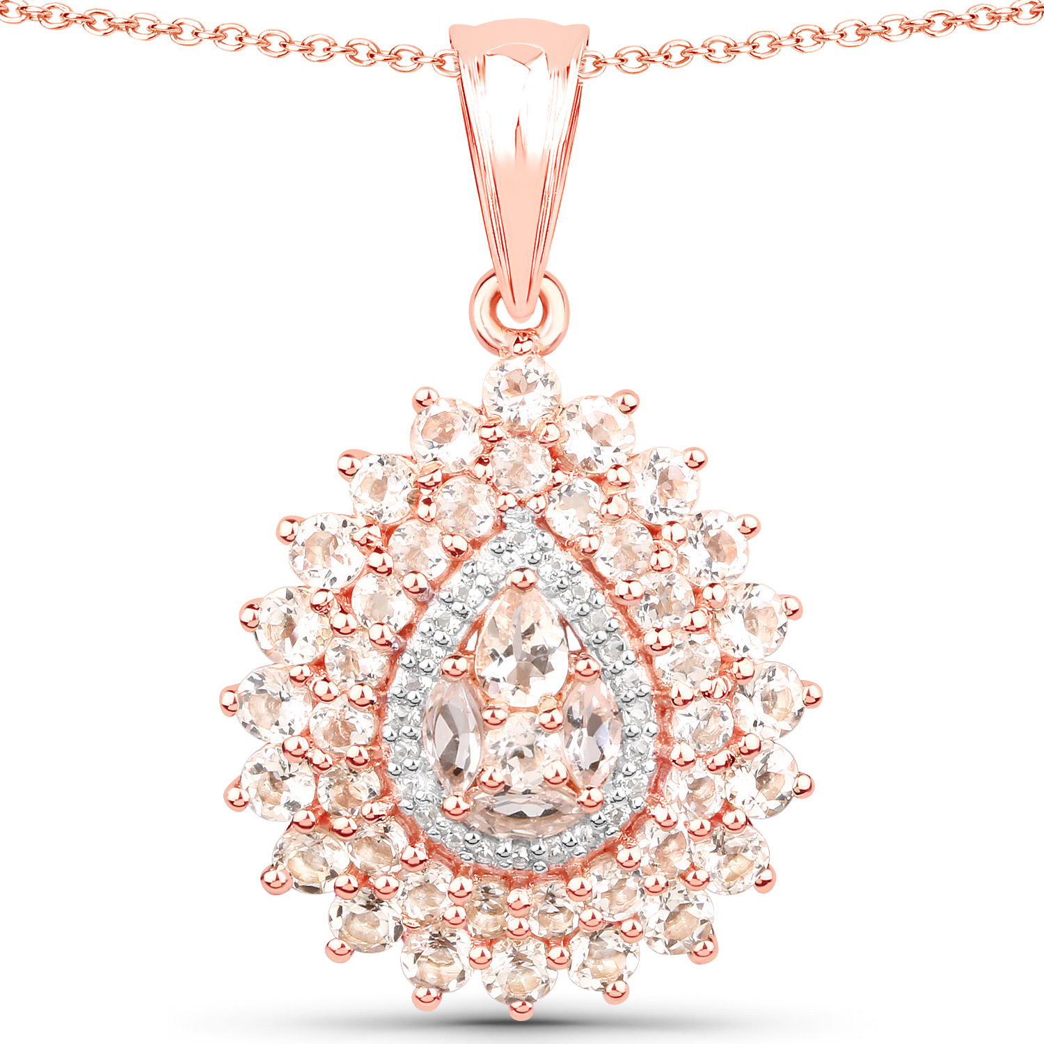 2.68 Carat Genuine Morganite .925 Sterling Silver Pendant