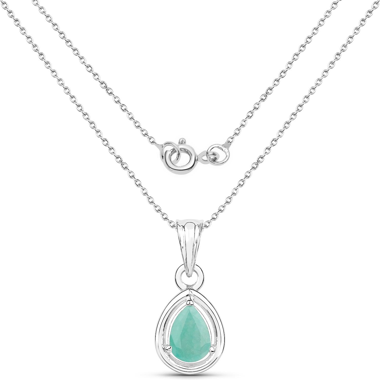 0.62 Carat Genuine Emerald .925 Sterling Silver Pendant