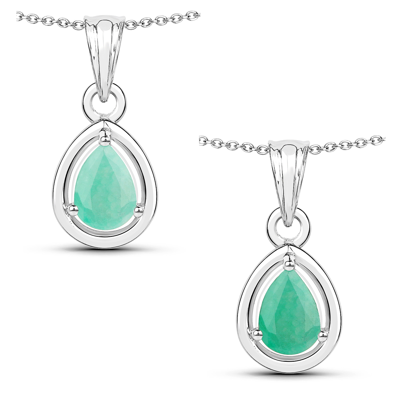 0.62 Carat Genuine Emerald .925 Sterling Silver Pendant