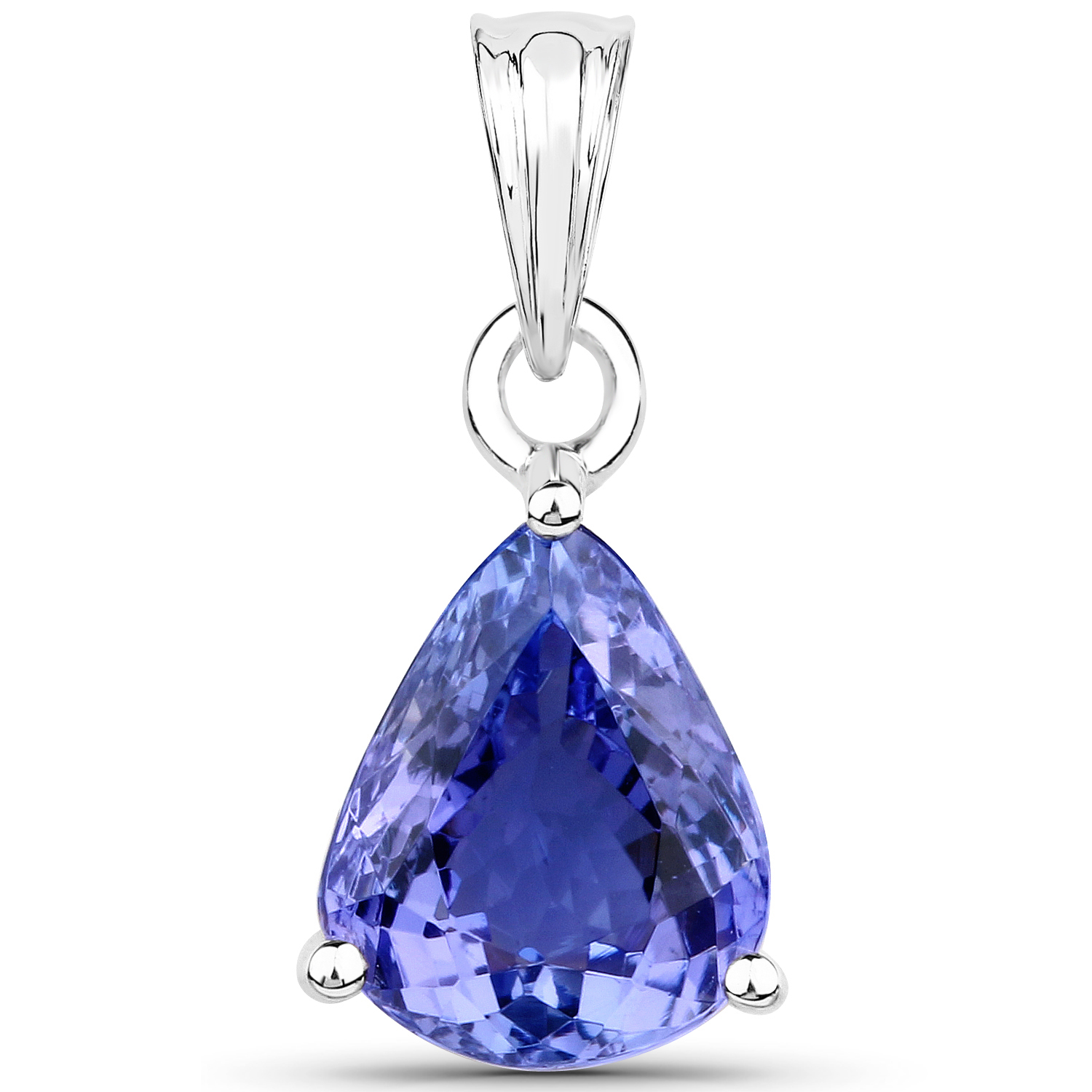 14K White Gold 3.16 Carat Genuine Tanzanite Pendant