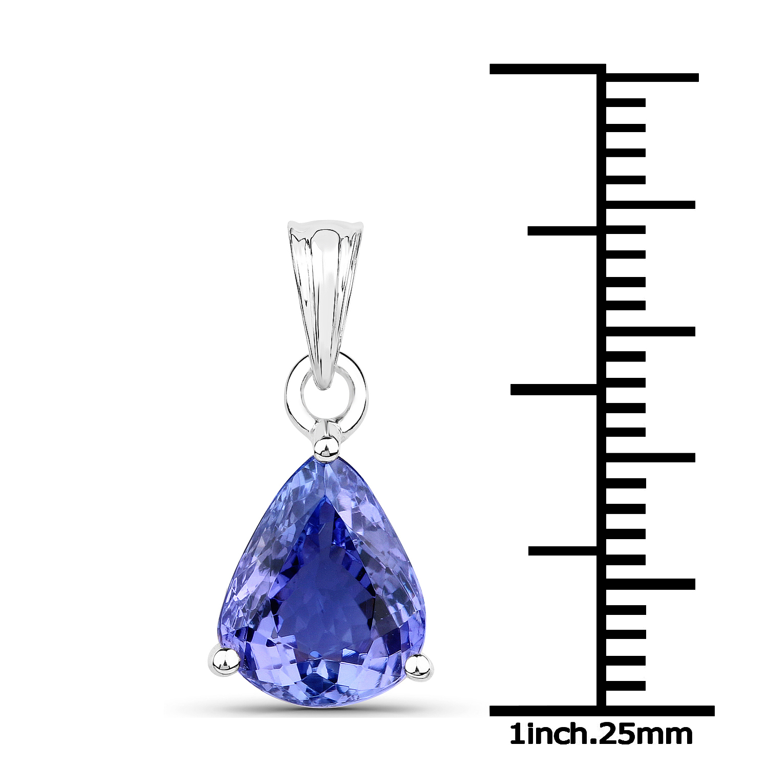 14K White Gold 3.16 Carat Genuine Tanzanite Pendant