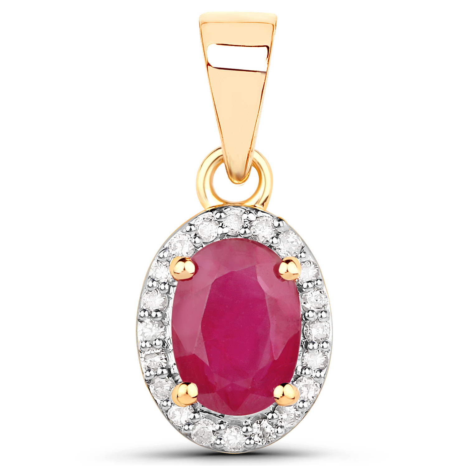 0.65 Carat Genuine Ruby and White Diamond 14K Yellow Gold Pendant