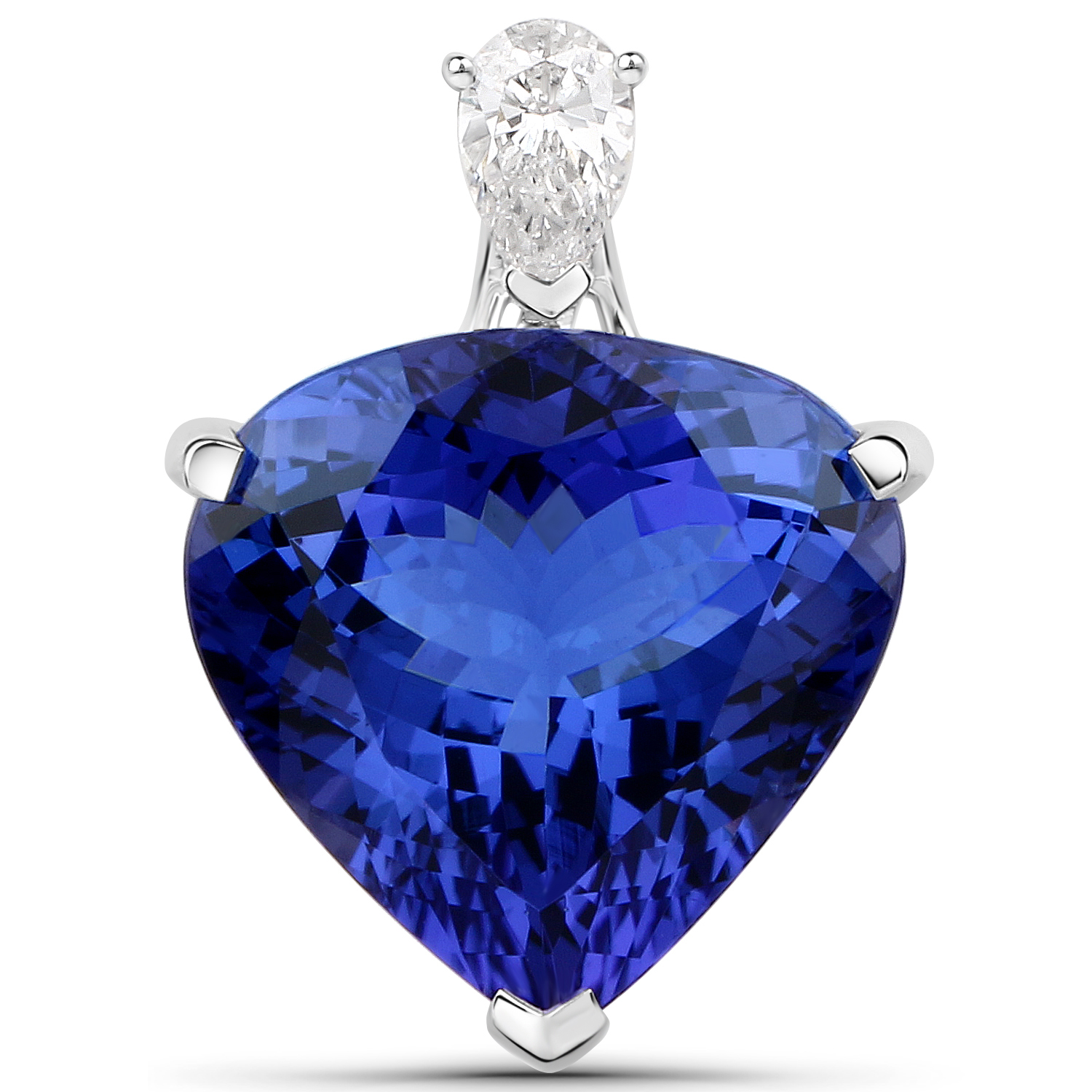 13.16 Carat Genuine Tanzanite and White Diamond 18K White Gold Pendant