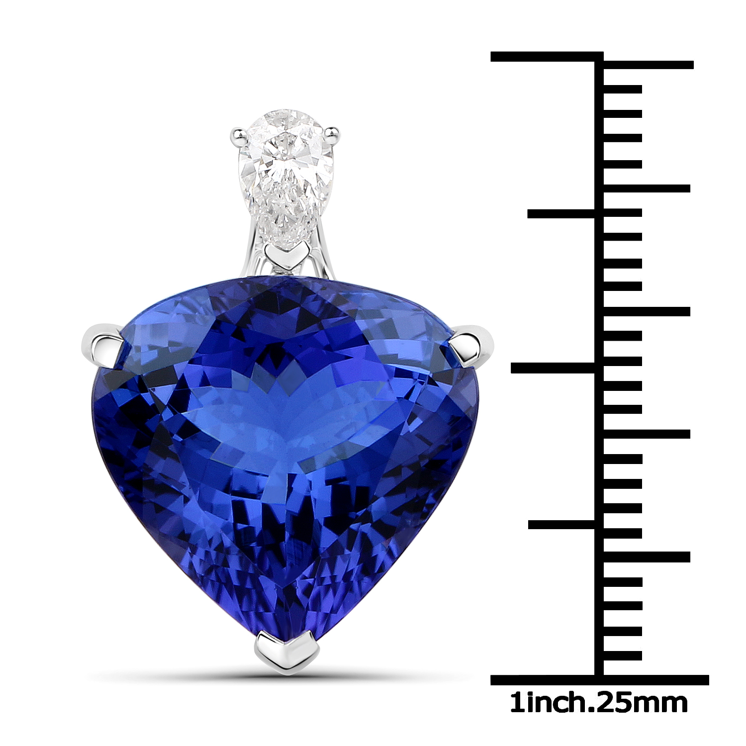 13.16 Carat Genuine Tanzanite and White Diamond 18K White Gold Pendant