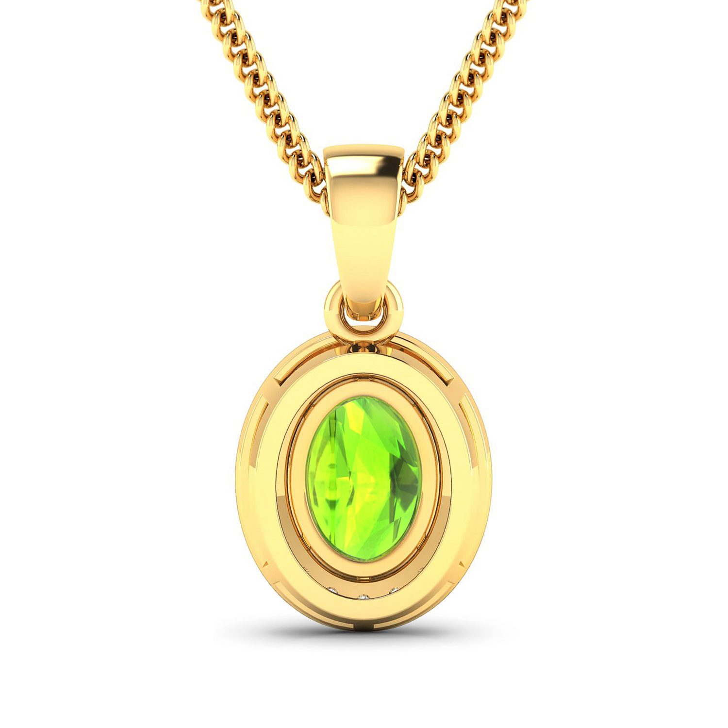 1.23 Carat Genuine Peridot and White Diamond 14K Yellow Gold Pendant
