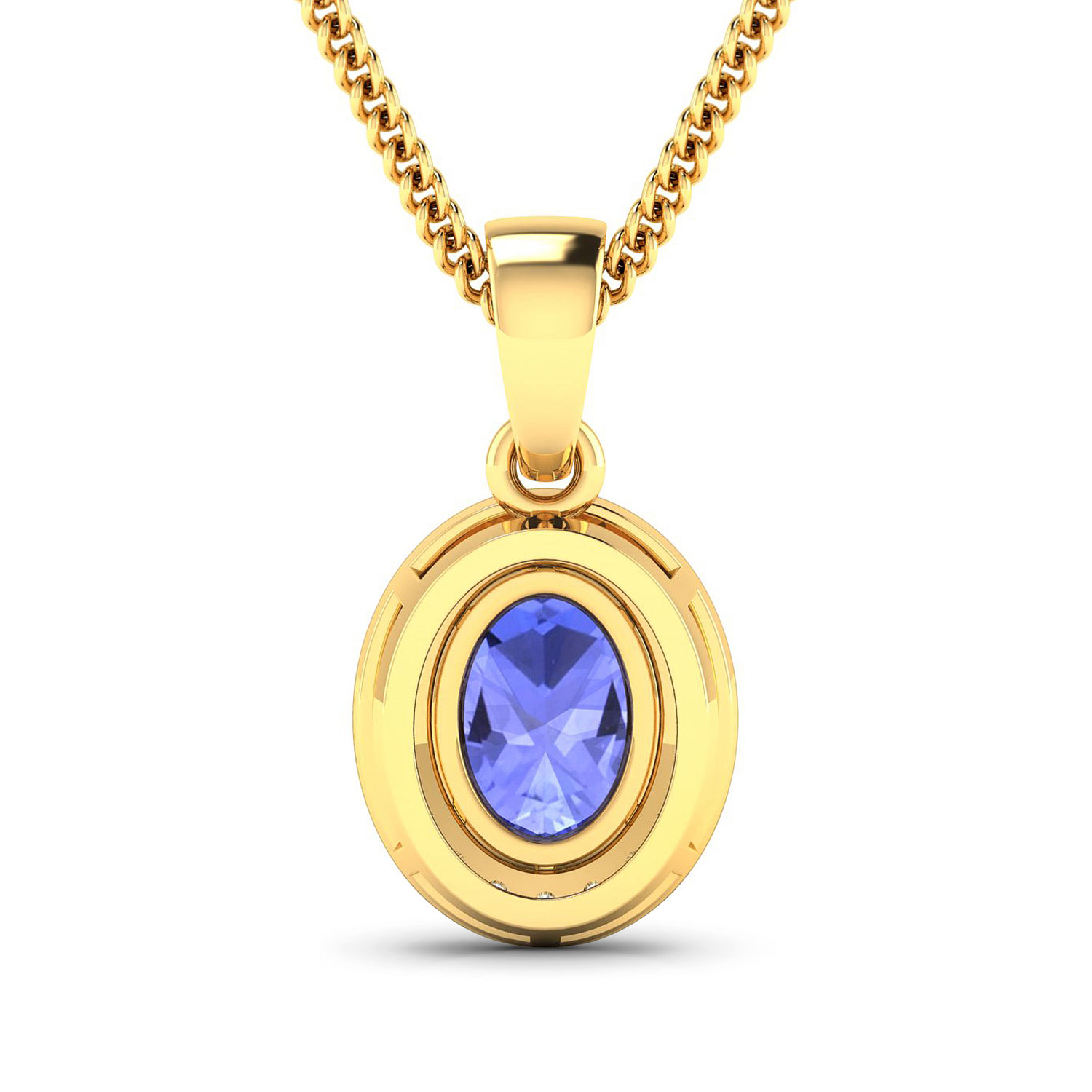 1.27 Carat Genuine Tanzanite and White Diamond 14K Yellow Gold Pendant