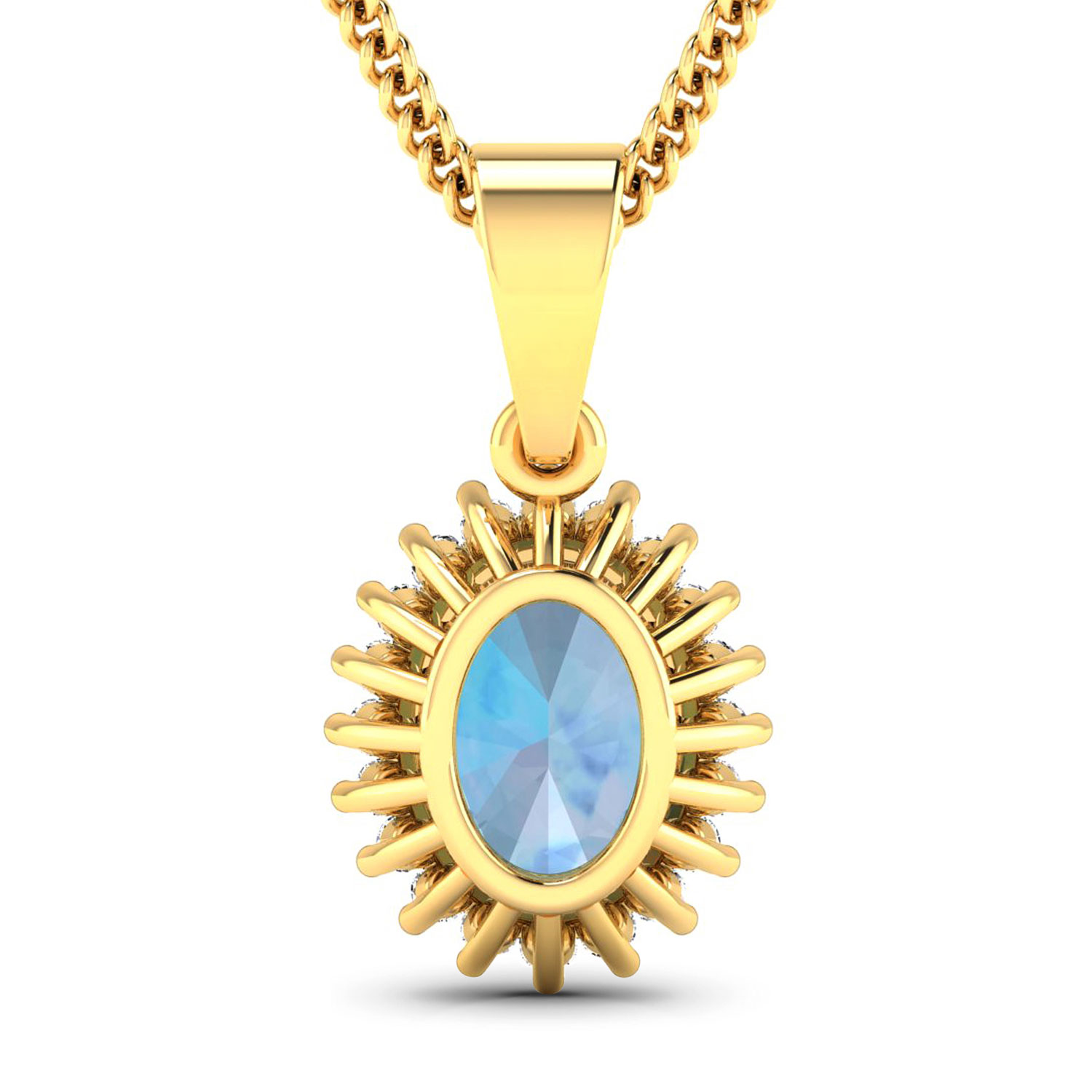 1.09 Carat Genuine Aquamarine and White Diamond 14K Yellow Gold Pendant