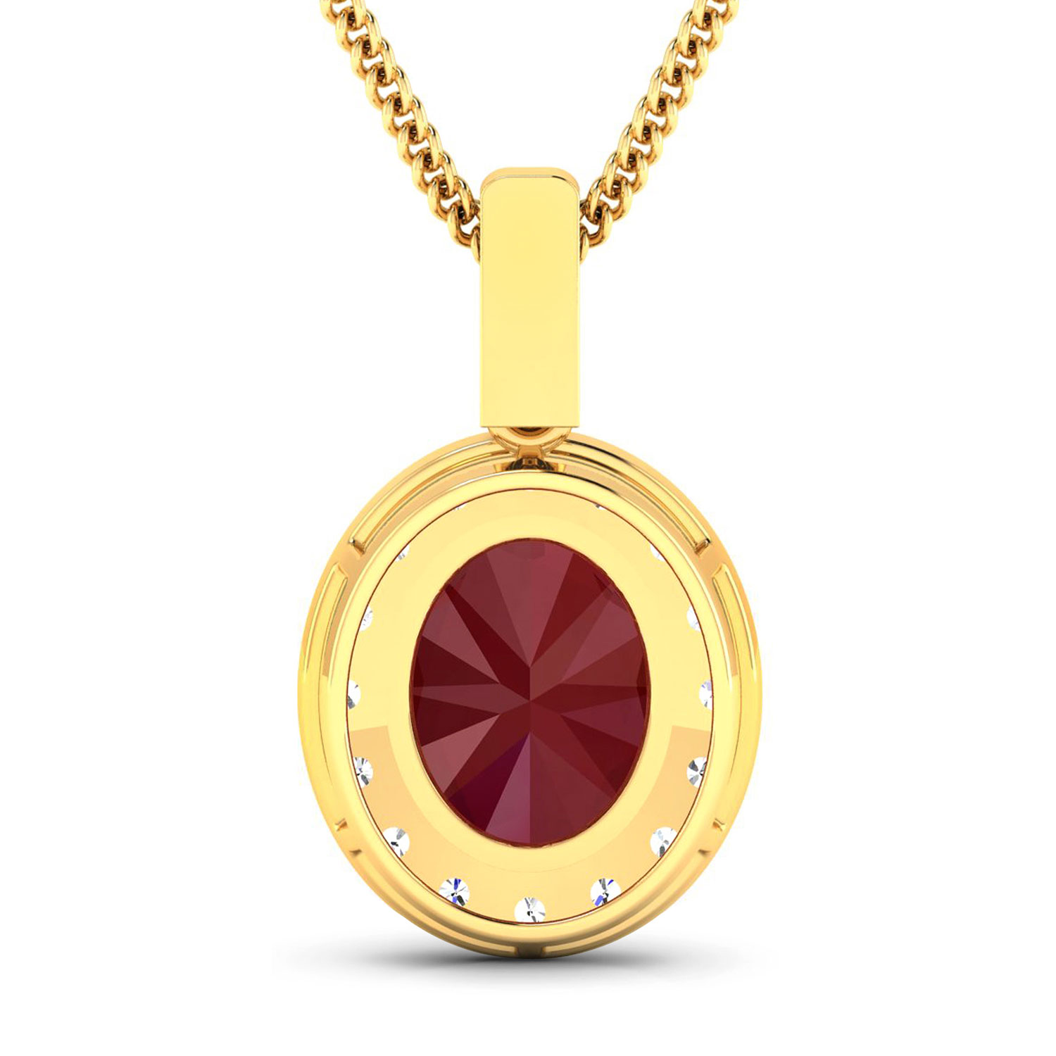 3.19 Carat Genuine Ruby and White Diamond 14K Yellow Gold Pendant