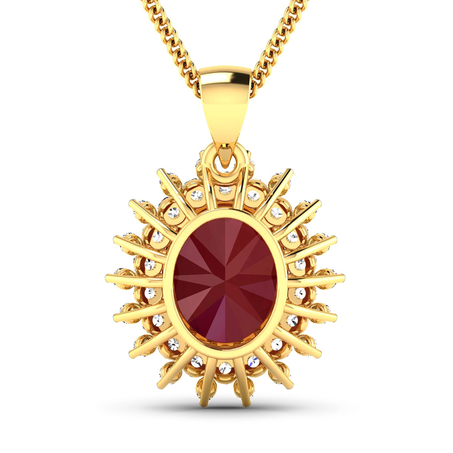 5.50 Carat Genuine Ruby and White Diamond 14K Yellow Gold Pendant