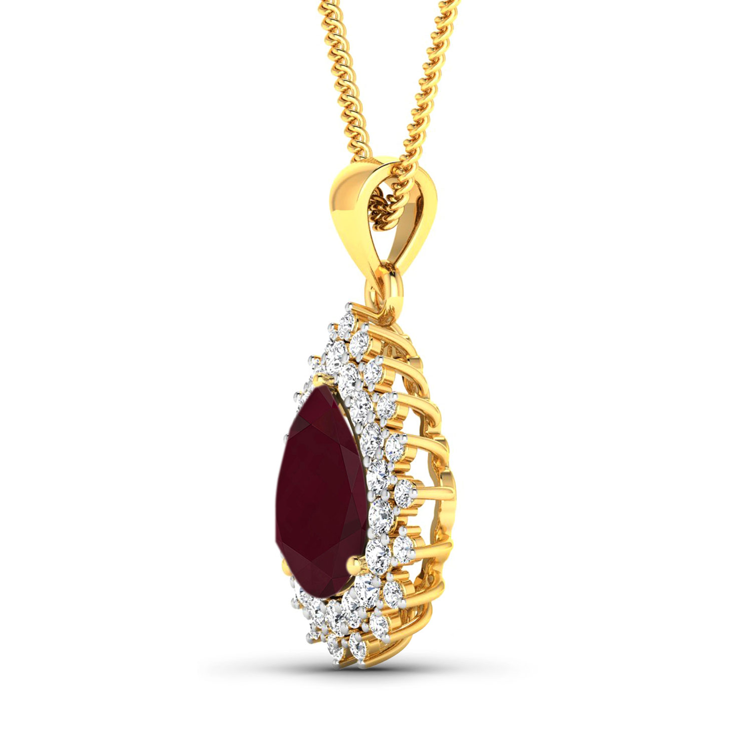 5.81 Carat Genuine Ruby and White Diamond 14K Yellow Gold Pendant