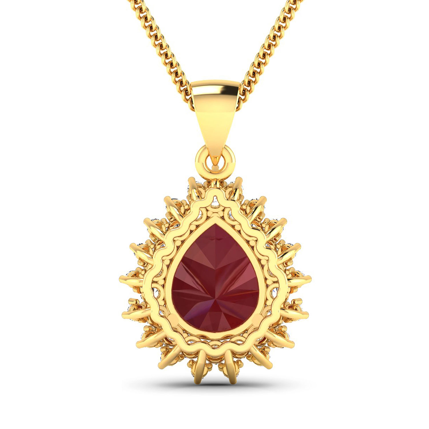 5.81 Carat Genuine Ruby and White Diamond 14K Yellow Gold Pendant