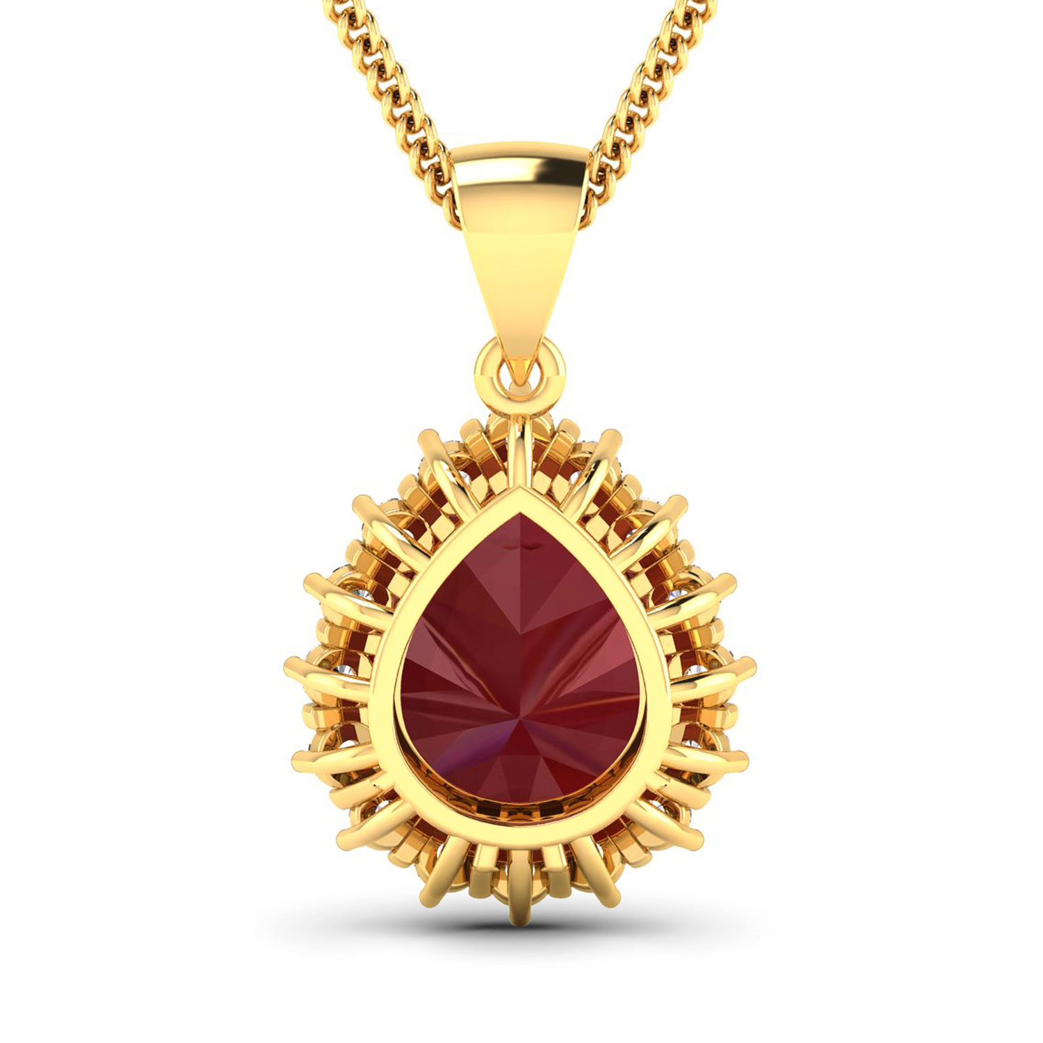 5.48 Carat Genuine Ruby and White Diamond 14K Yellow Gold Pendant