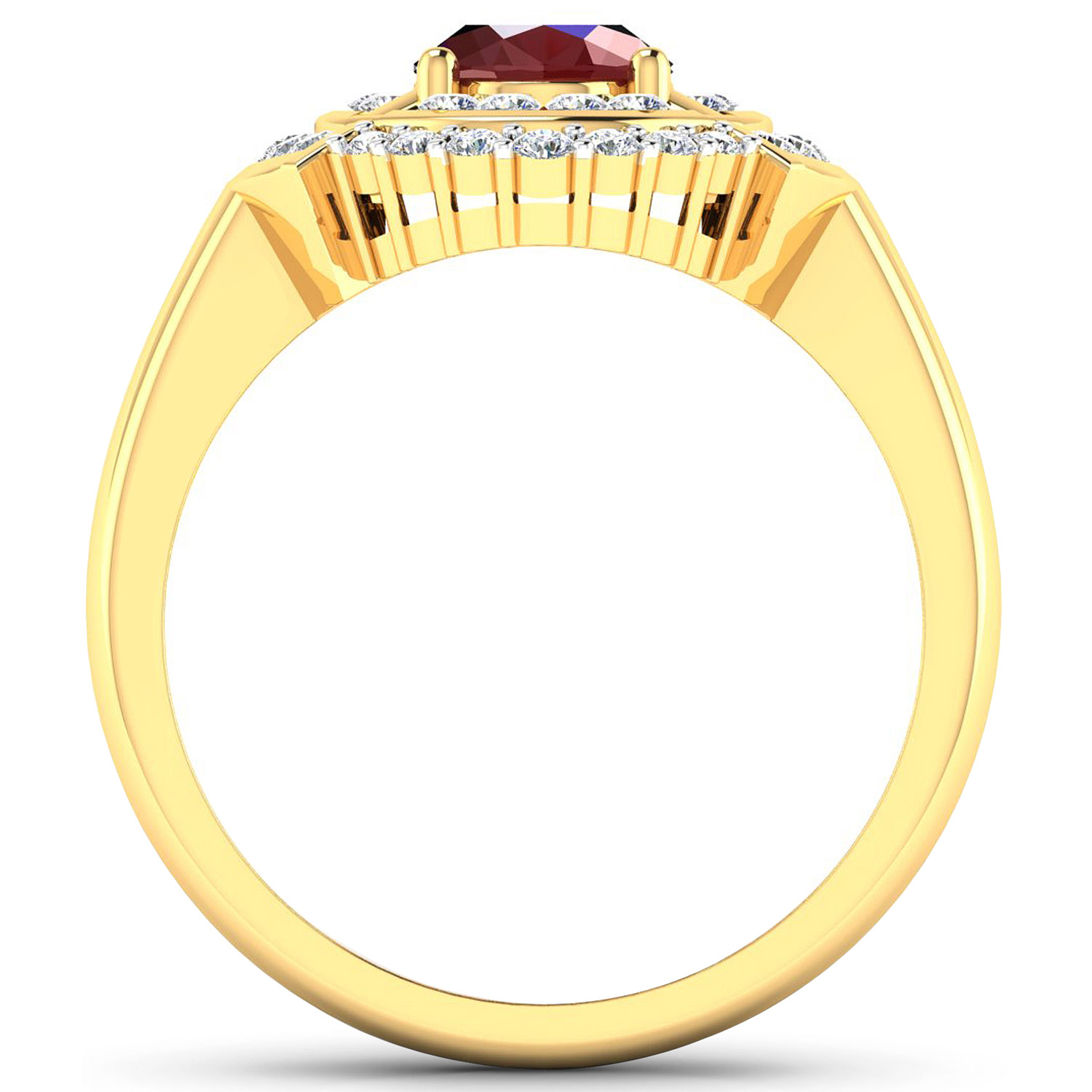 1.97 Carat Genuine Ruby and White Diamond 14K Yellow Gold Ring