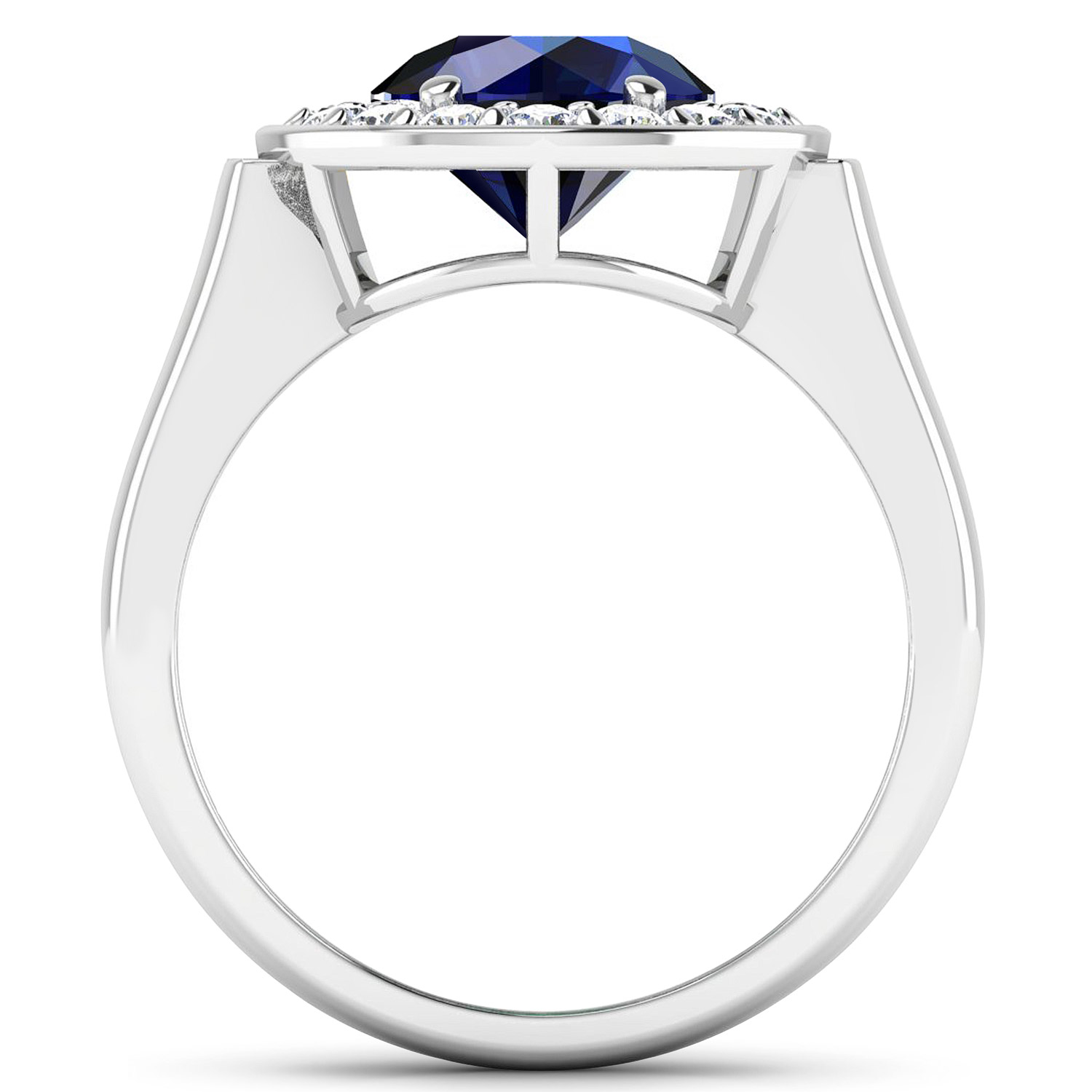 2.73 Carat Genuine Blue Sapphire and White Diamond 14K White Gold Ring