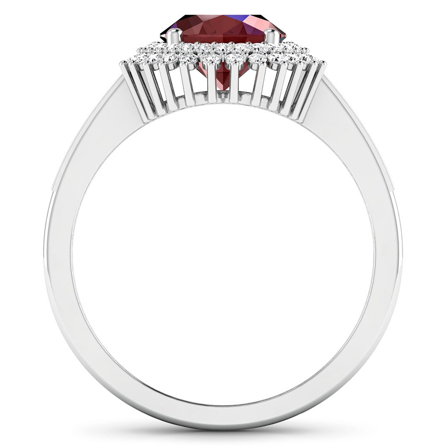 2.82 Carat Genuine Ruby and White Diamond 14K White Gold Ring