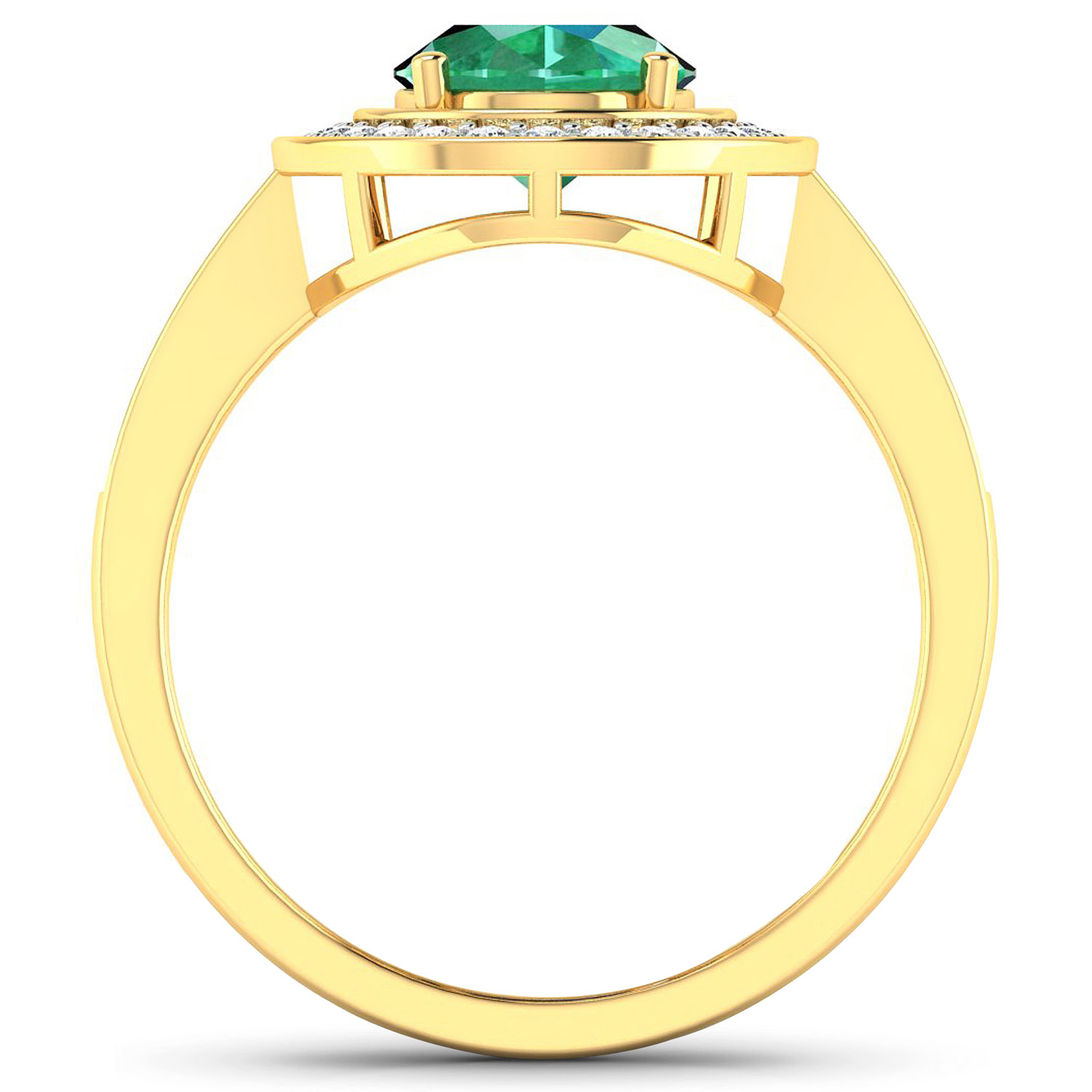 1.87 Carat Genuine Zambian Emerald and White Diamond 14K Yellow Gold Ring