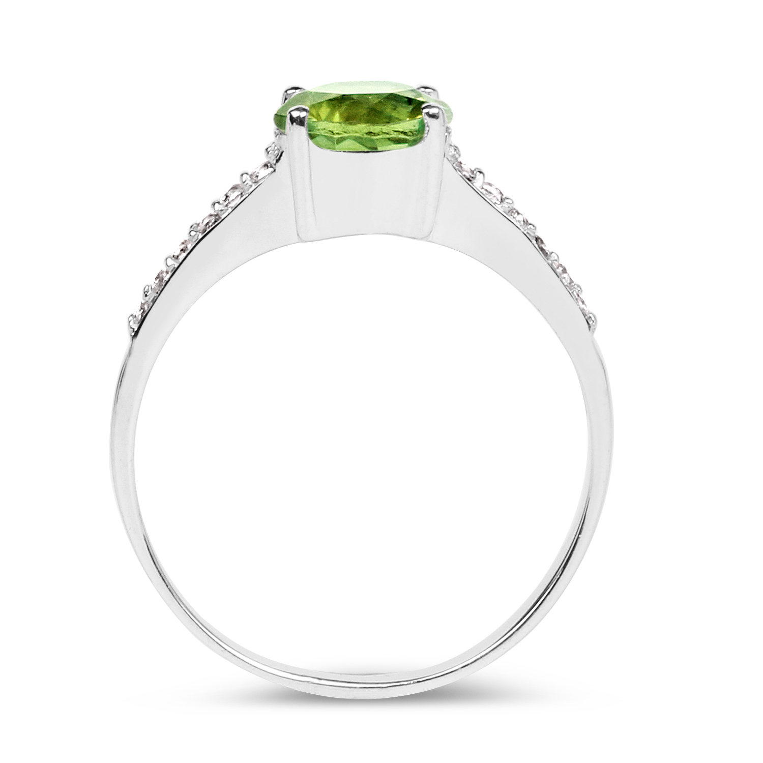 1.32 Carat Genuine Peridot & White Topaz .925 Sterling Silver Ring