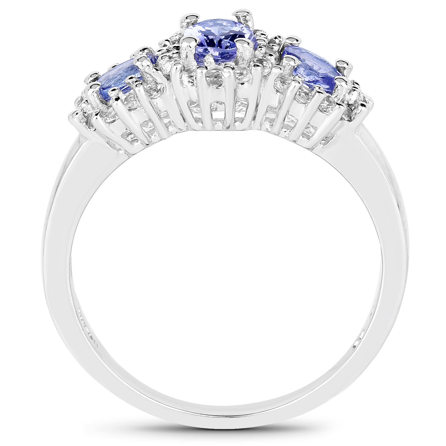 1.01 Carat Genuine Tanzanite & White Topaz .925 Sterling Silver Ring
