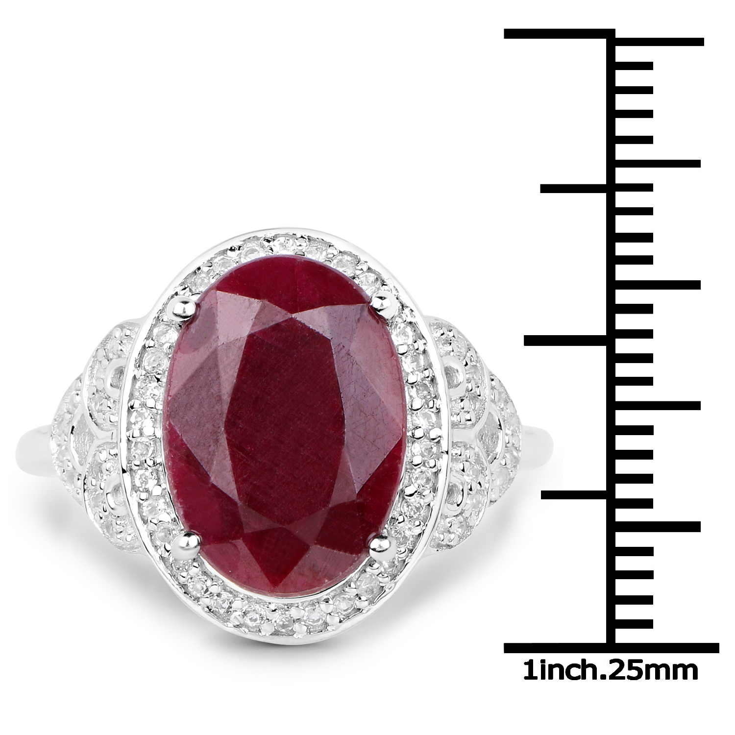 7.47 Carat Dyed Ruby and White Topaz .925 Sterling Silver Ring
