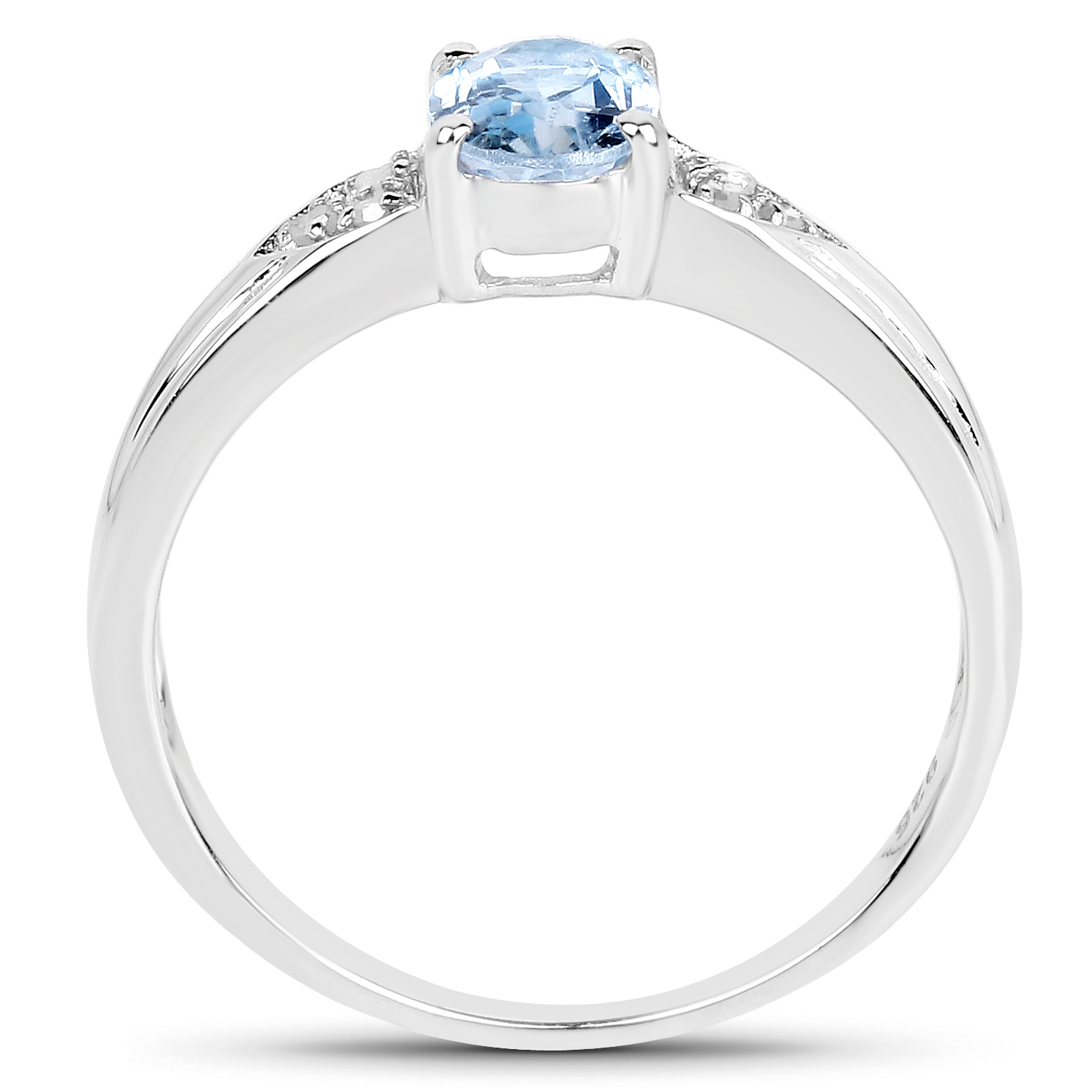 0.99 Carat Genuine Blue Topaz and White Diamond .925 Sterling Silver Ring