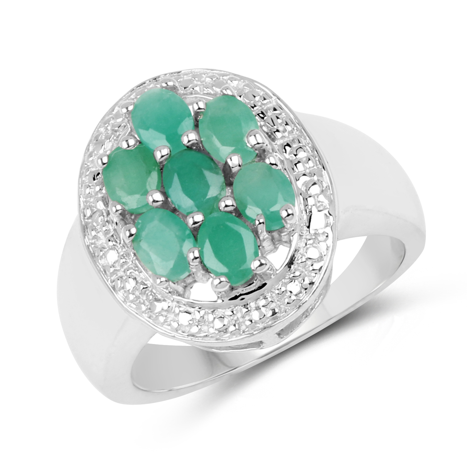 0.98 Carat Genuine Emerald .925 Sterling Silver Ring