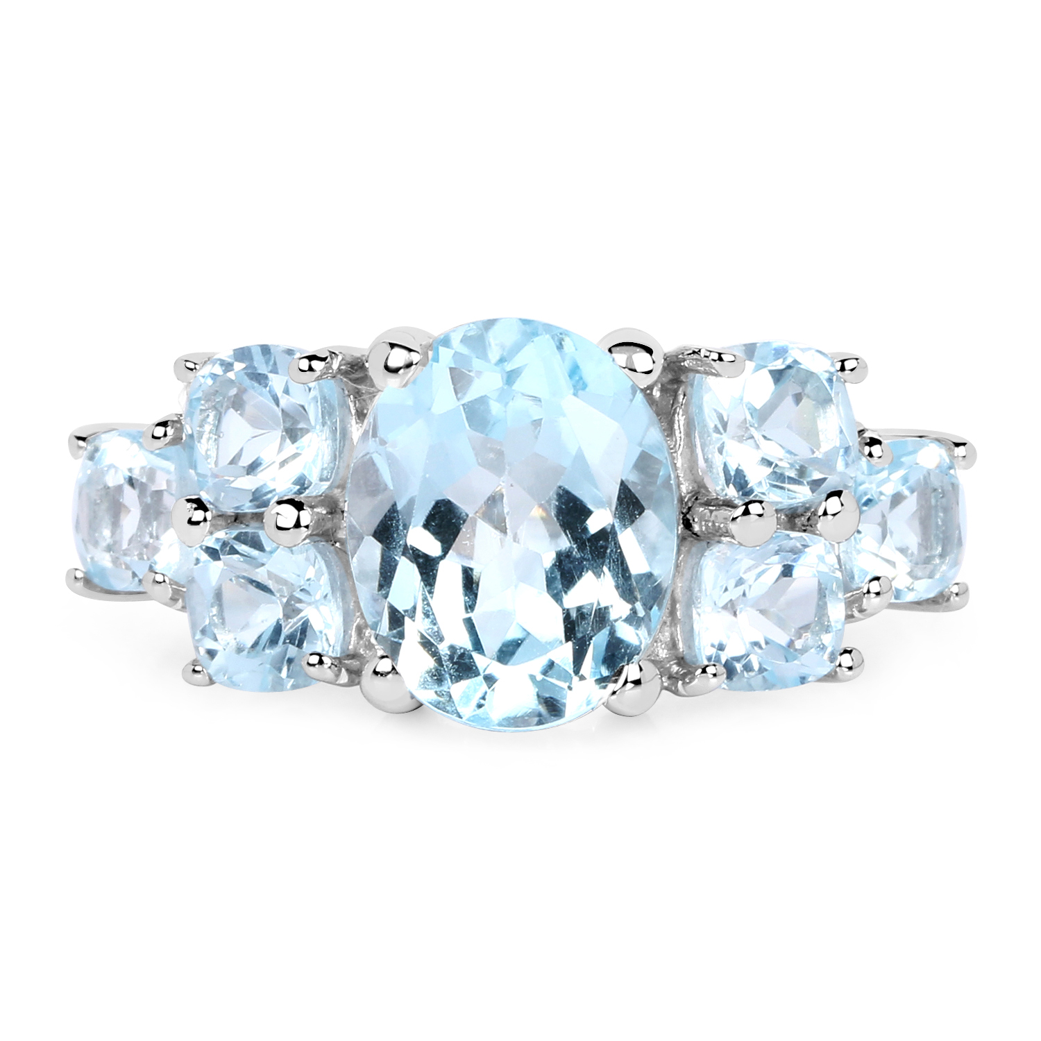 5.65 Carat Genuine Blue Topaz .925 Sterling Silver Ring