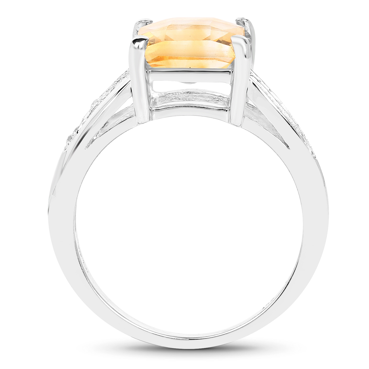 2.49 Carat Genuine Citrine & White Topaz .925 Sterling Silver Ring
