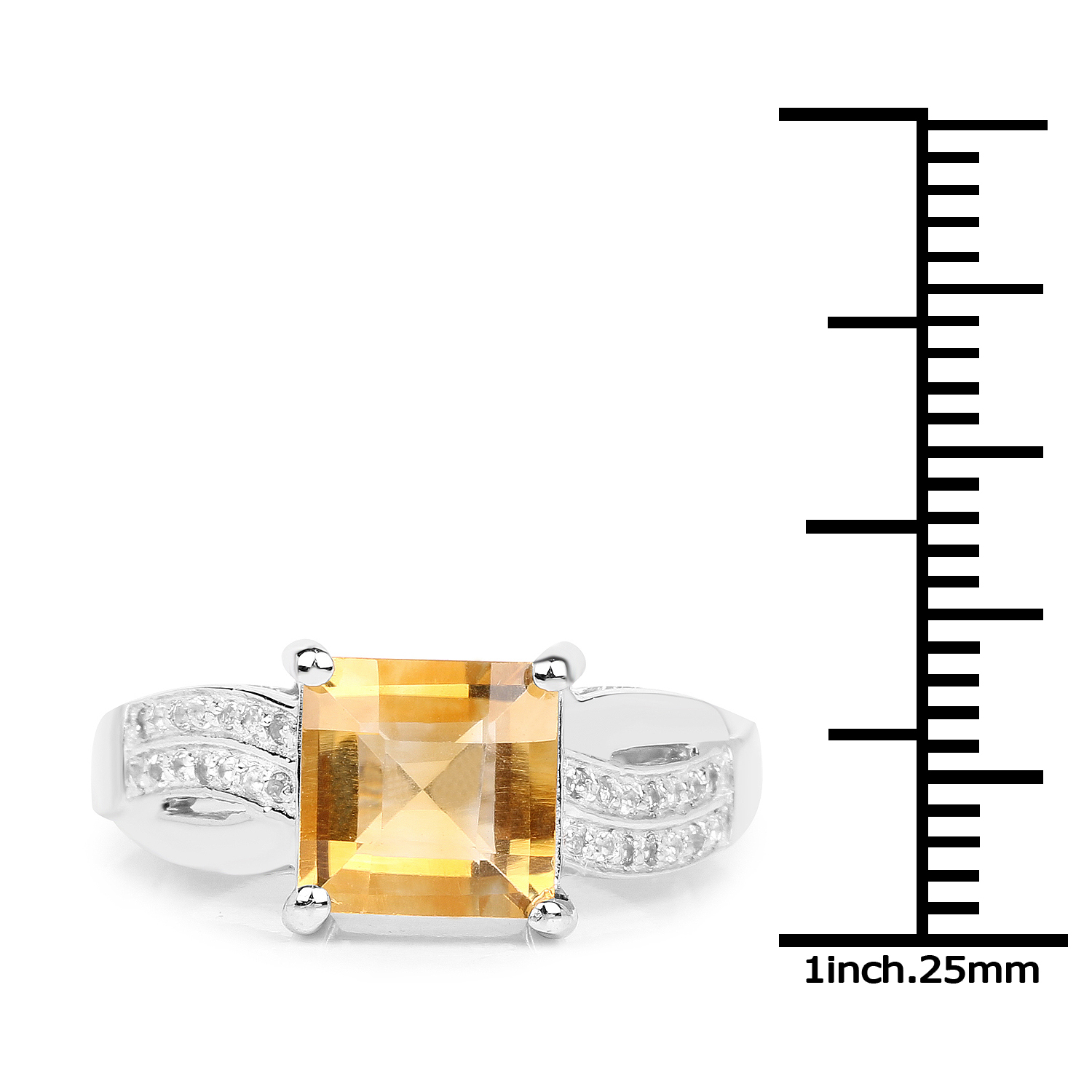 2.49 Carat Genuine Citrine & White Topaz .925 Sterling Silver Ring