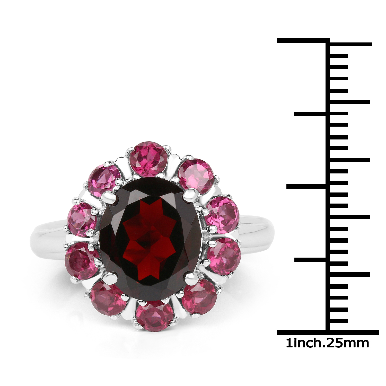 5.85 Carat Genuine Garnet and Rhodolite .925 Sterling Silver Ring