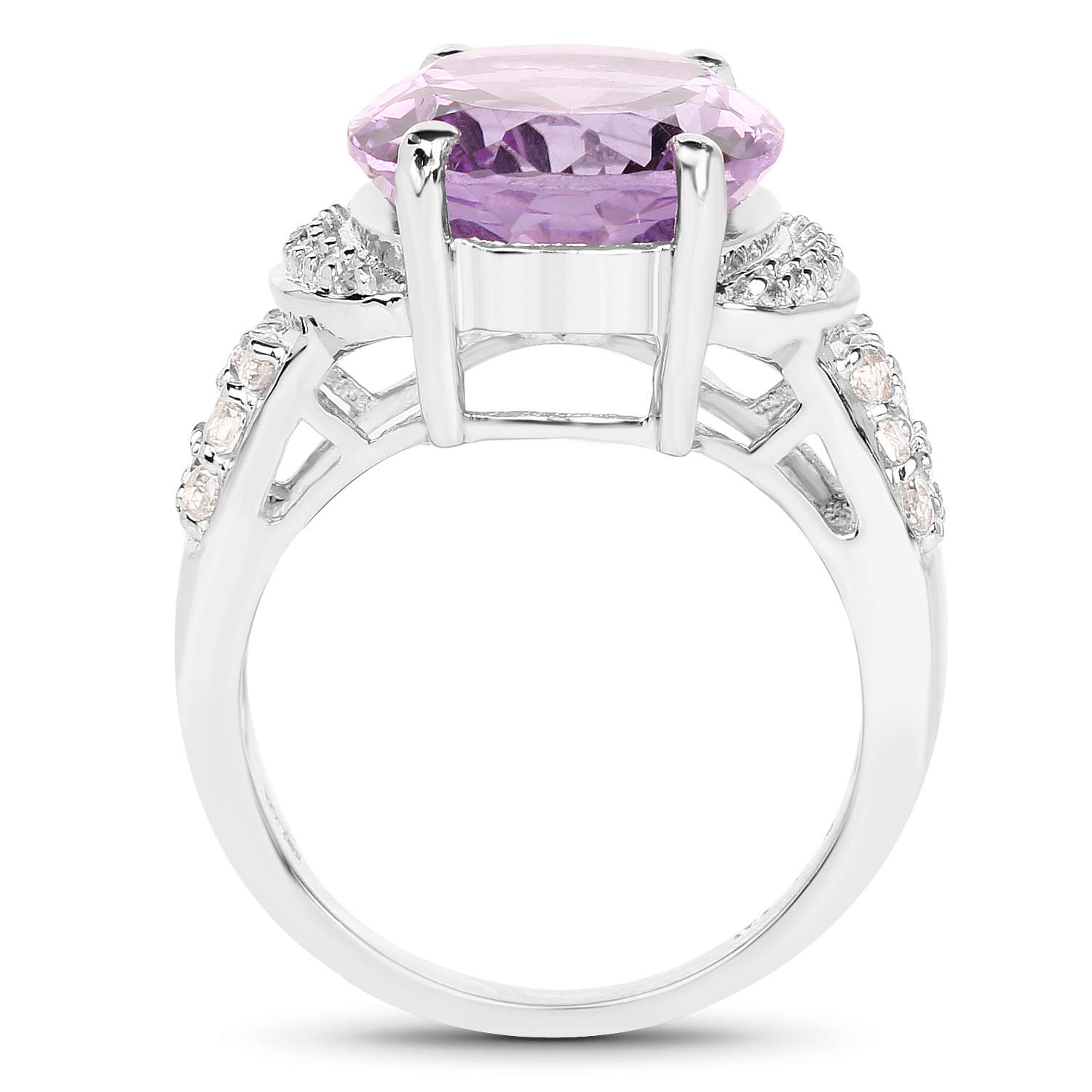 8.98 Carat Genuine Amethyst & White Topaz .925 Sterling Silver Ring