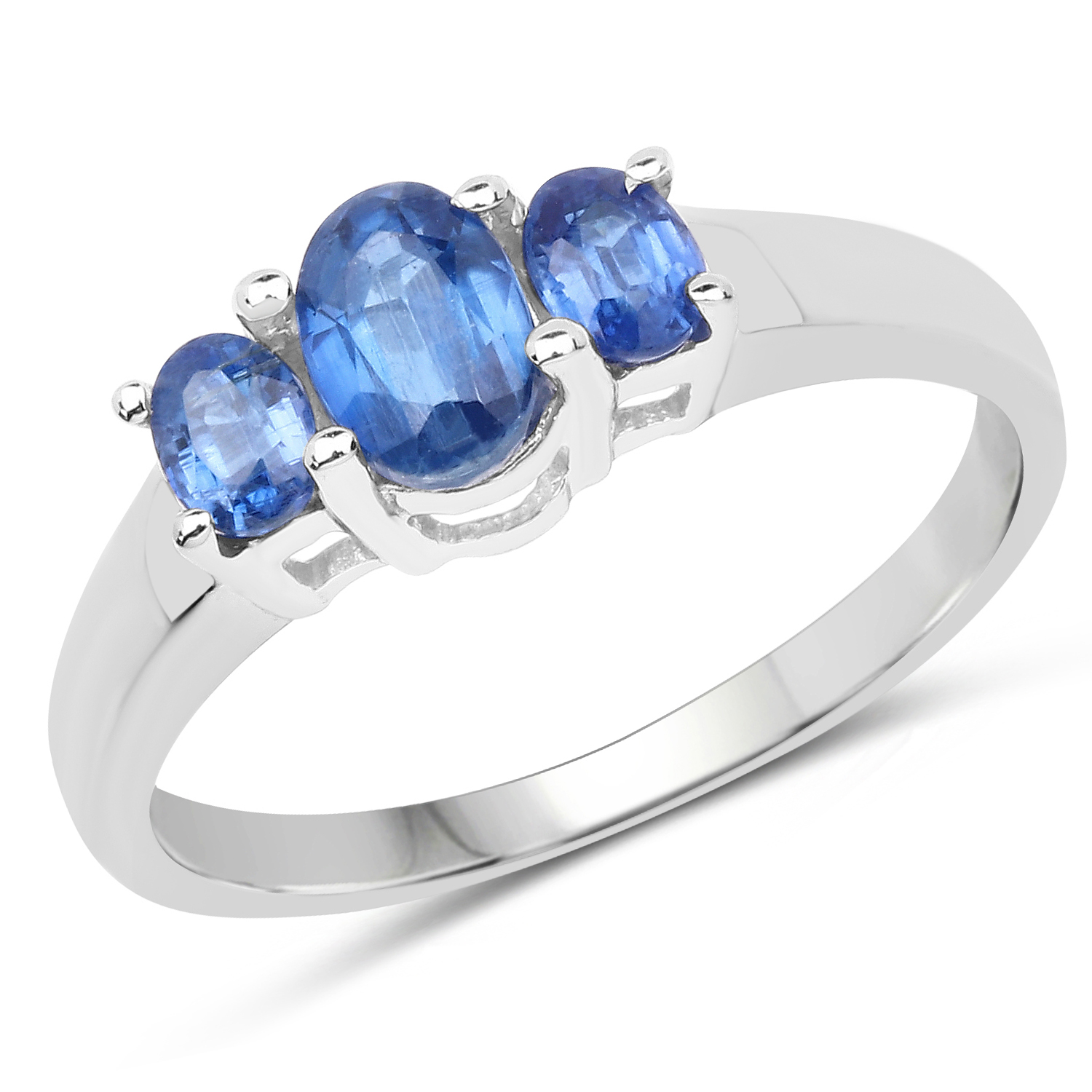 1.18 Carat Genuine Kyanite and White Diamond .925 Sterling Silver Ring