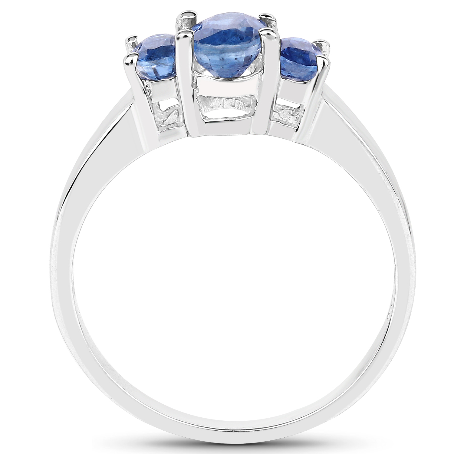 1.18 Carat Genuine Kyanite and White Diamond .925 Sterling Silver Ring