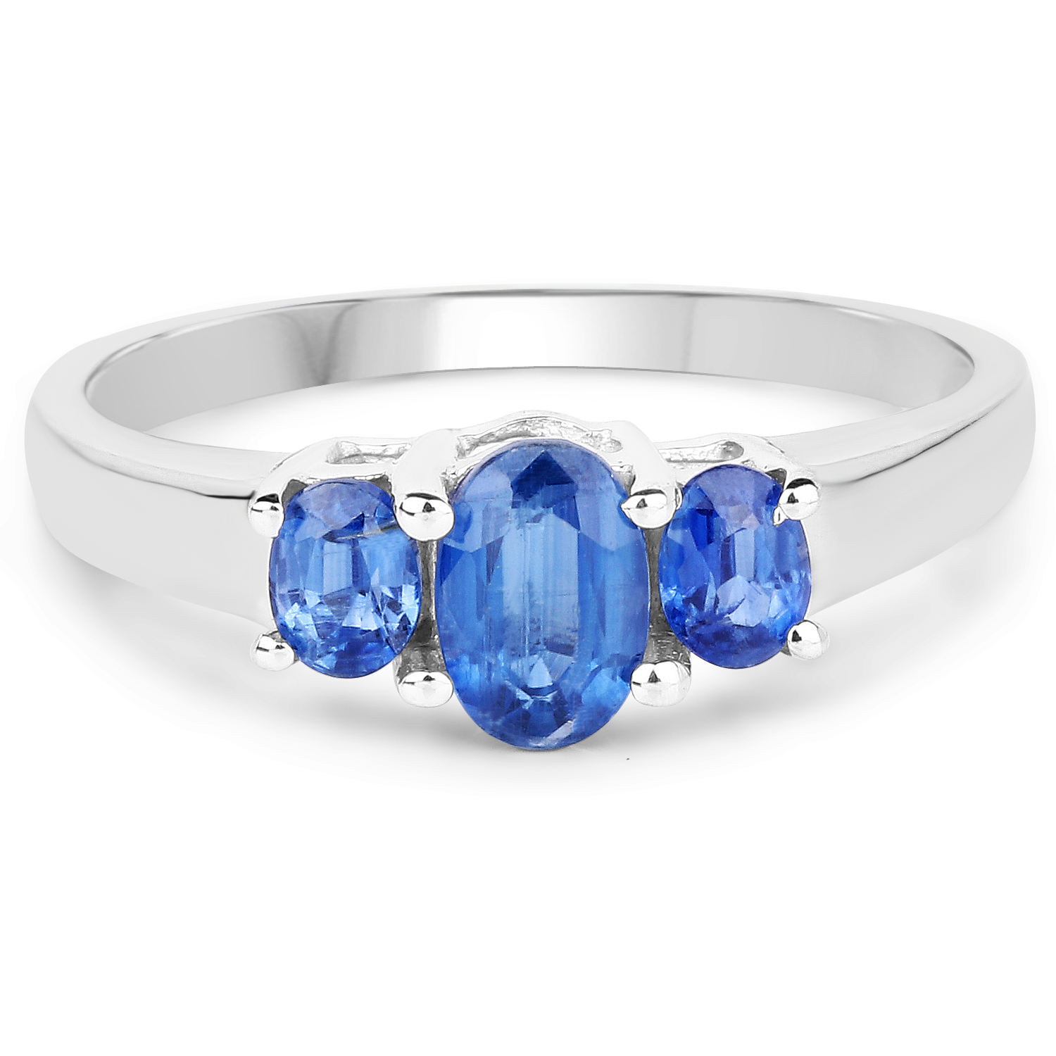 1.18 Carat Genuine Kyanite and White Diamond .925 Sterling Silver Ring
