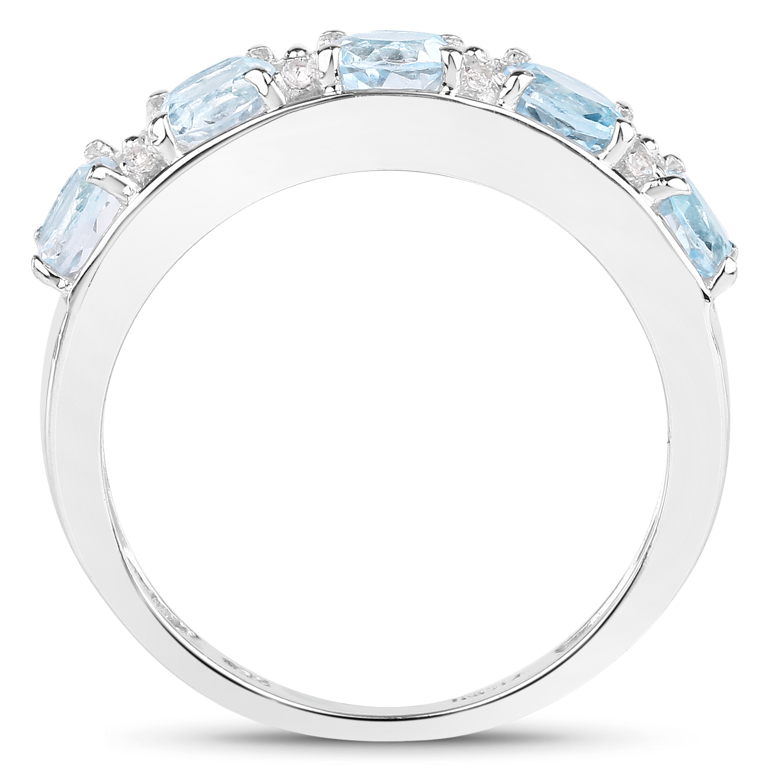 1.64 Carat Genuine Blue Topaz & White Topaz .925 Sterling Silver Ring