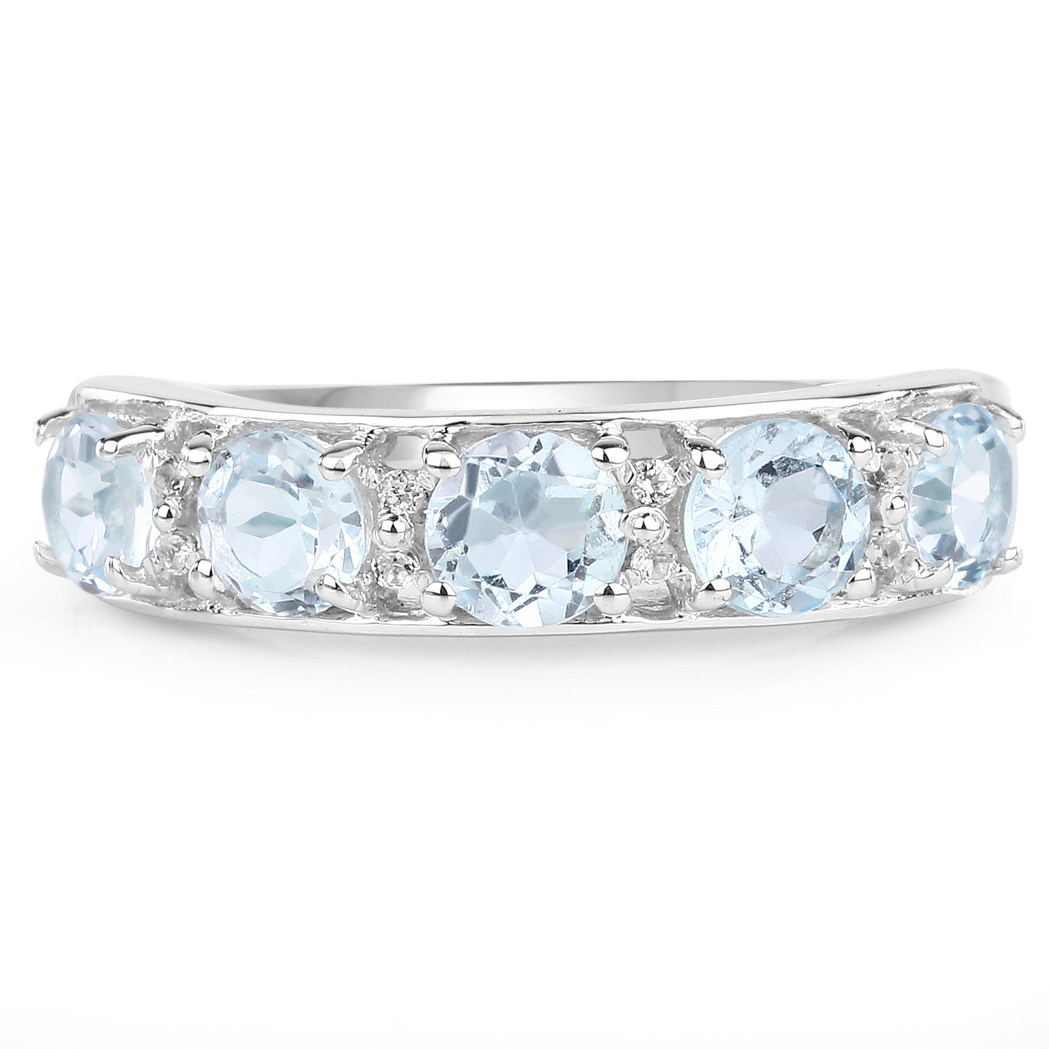 1.64 Carat Genuine Blue Topaz & White Topaz .925 Sterling Silver Ring