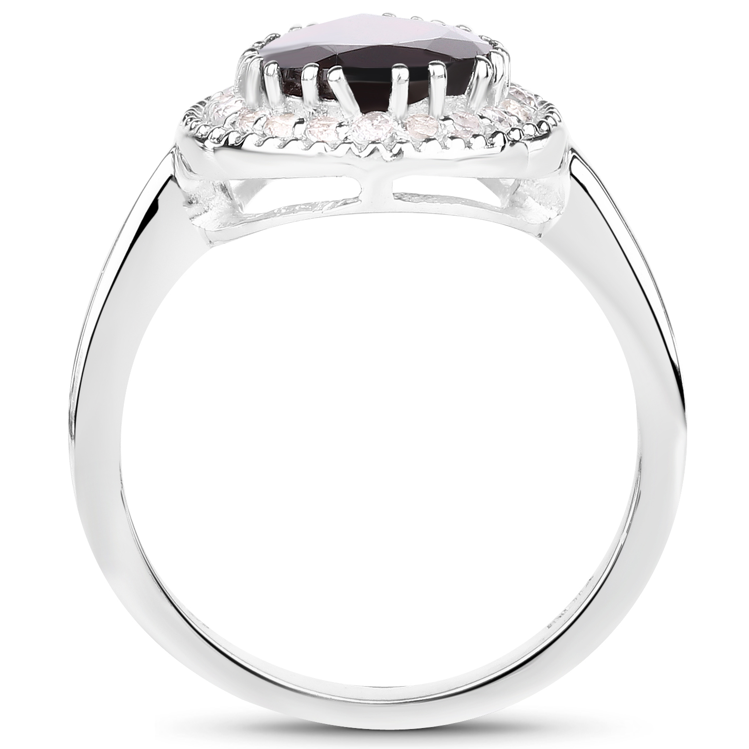 3.94 Carat Genuine Garnet & White Topaz .925 Sterling Silver Ring