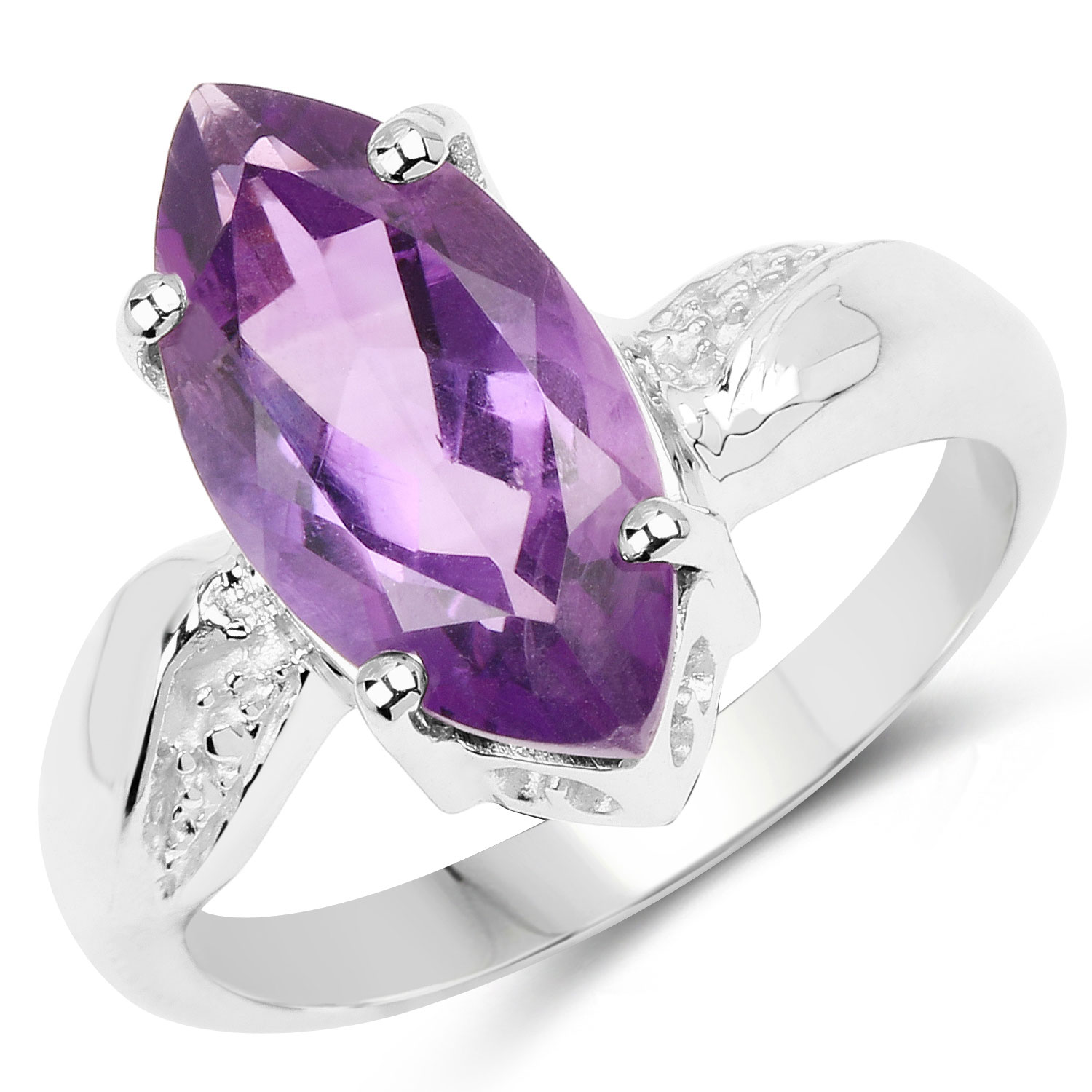 2.55 Carat Genuine Amethyst .925 Sterling Silver Ring