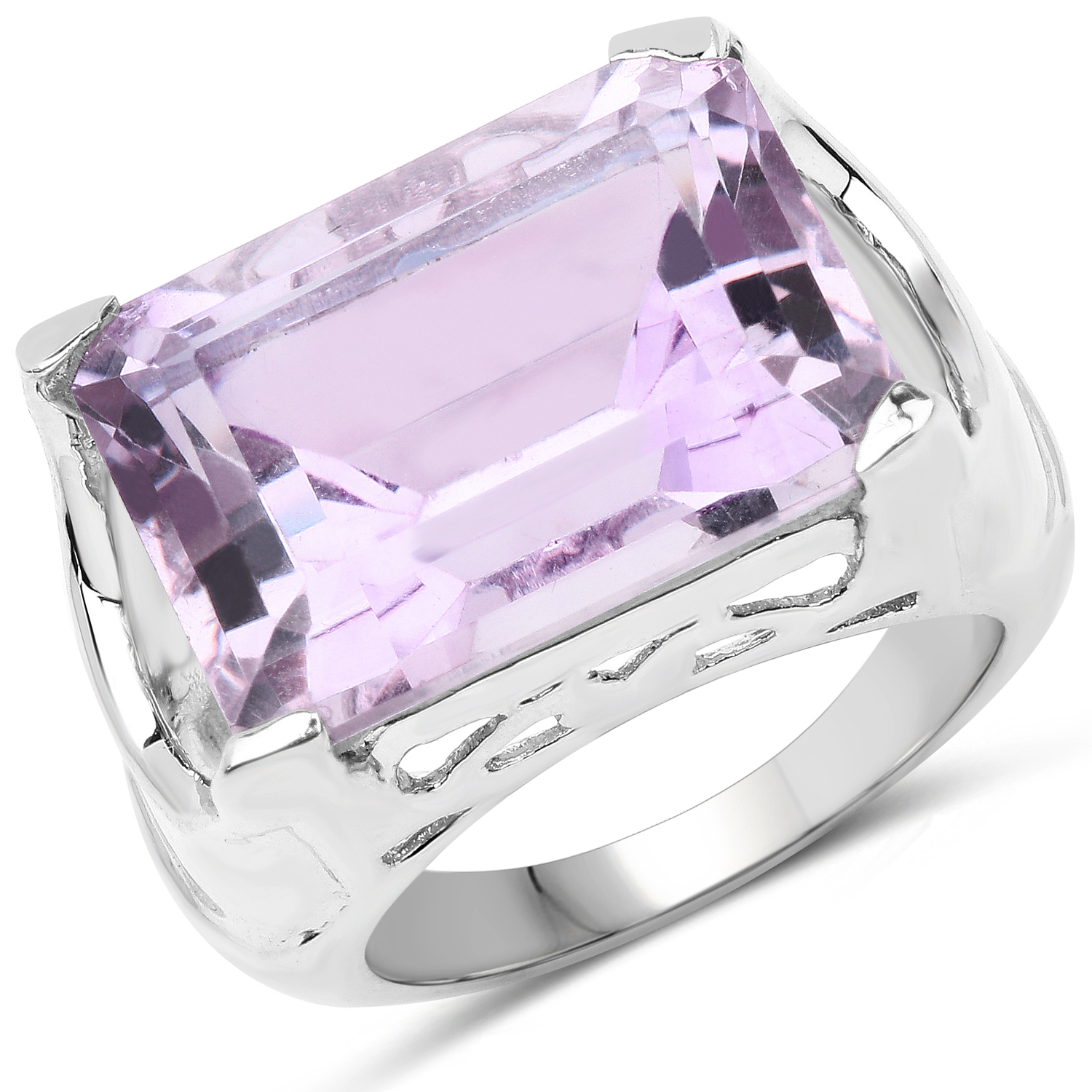 14.10 Carat Genuine Amethyst .925 Sterling Silver Ring