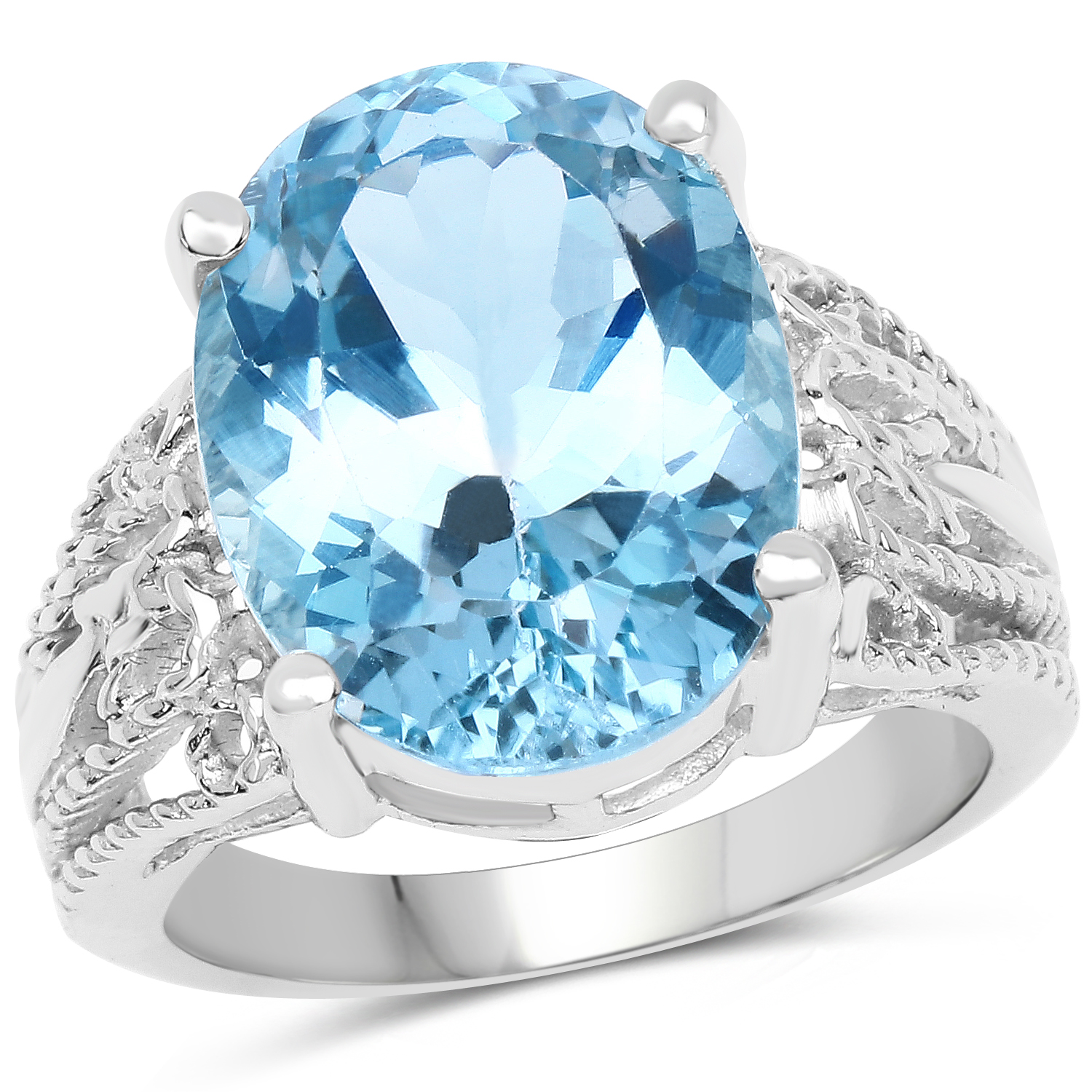 11.25 Carat Genuine Blue Topaz Brass Ring