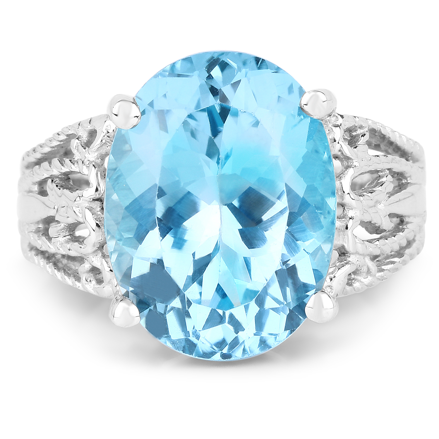 11.25 Carat Genuine Blue Topaz Brass Ring