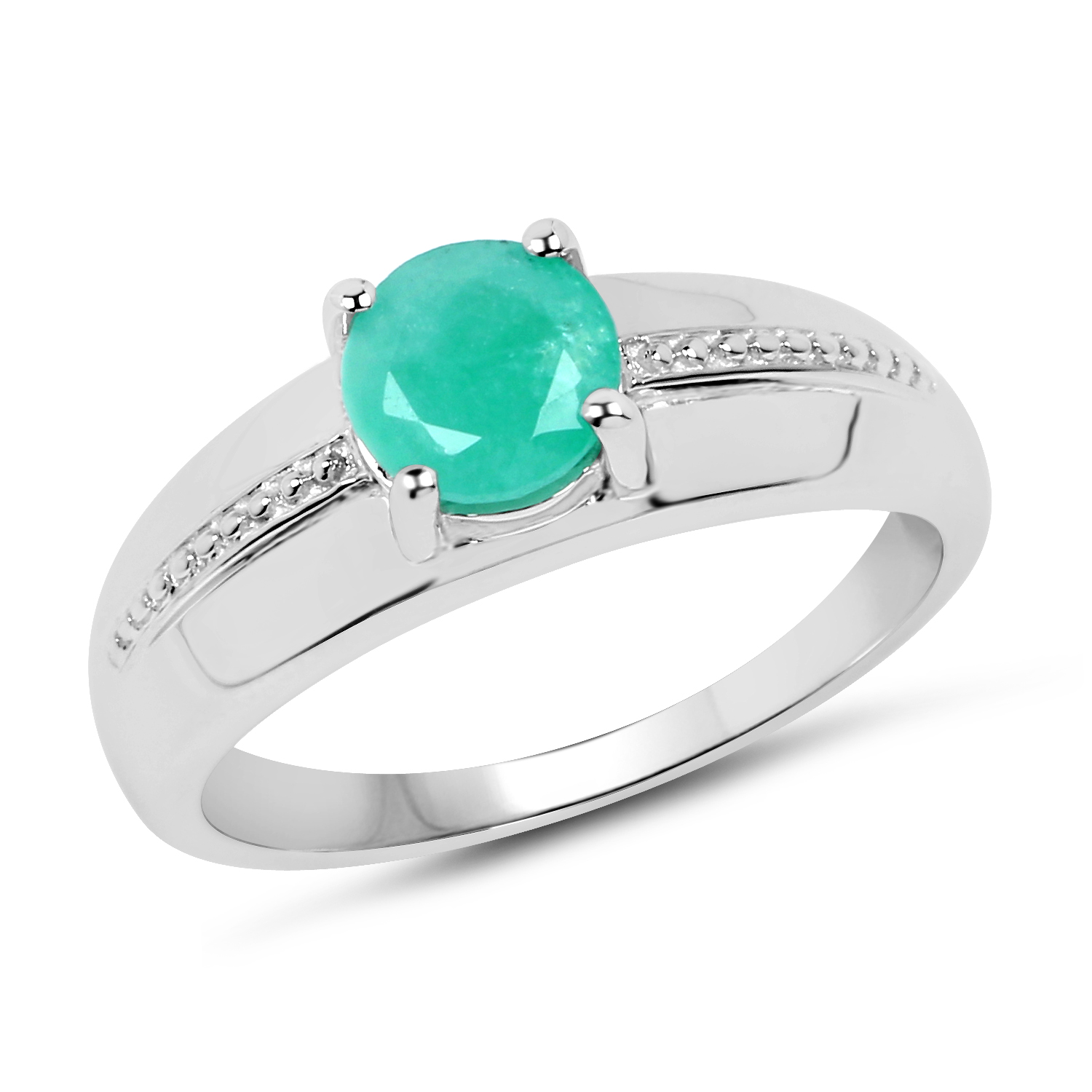 0.75 Carat Genuine Emerald .925 Sterling Silver Ring