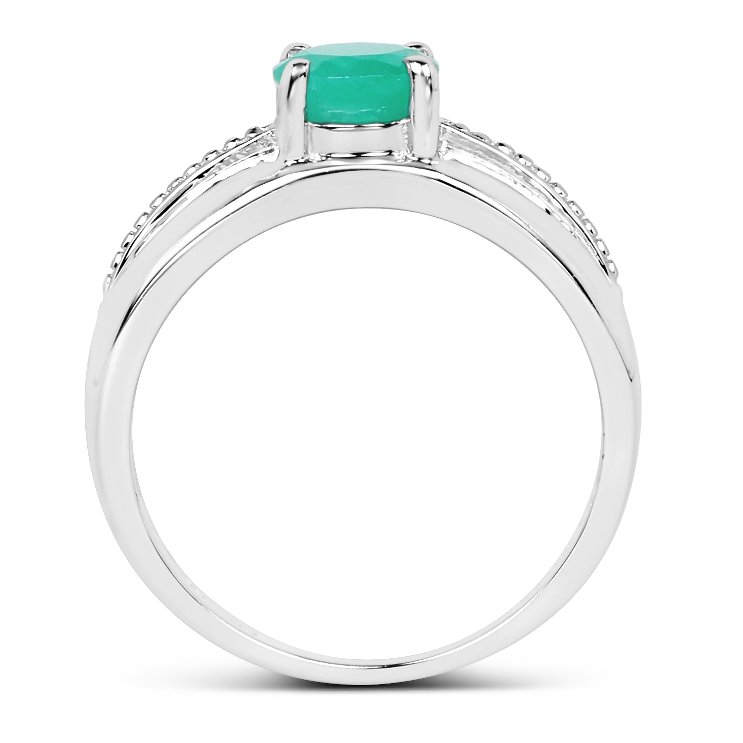 0.75 Carat Genuine Emerald .925 Sterling Silver Ring